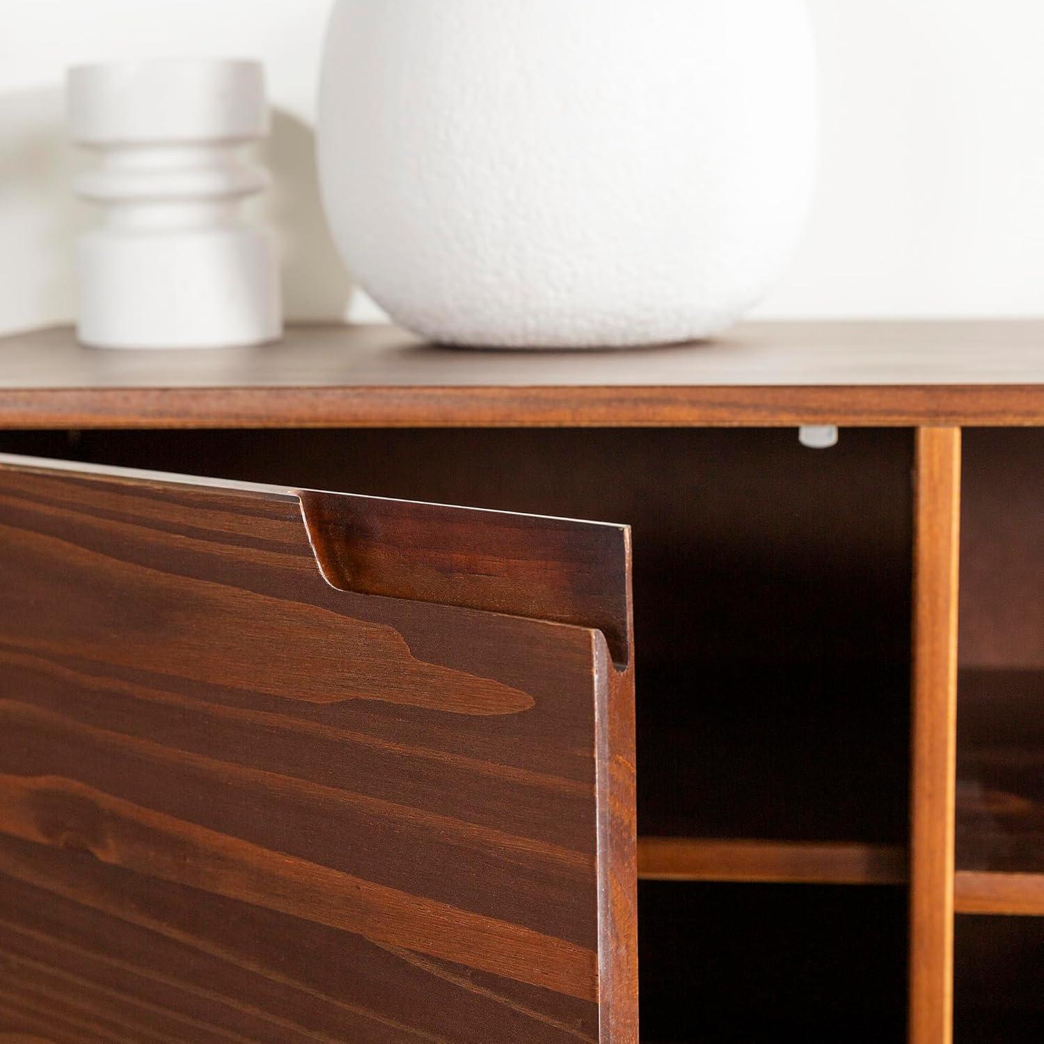 imageWalker Edison Mabel 58 Inch Modern 2 Door Solid Wood TV Stand for TVs up to 65 Inches CaramelWalnut