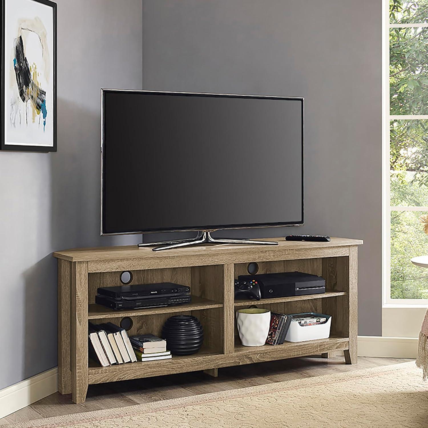 imageWalker Edison Maxwell Classic 2 Shelf Corner TV Stand for TVs up to 65 Inches 58 Inch EspressoDriftwood