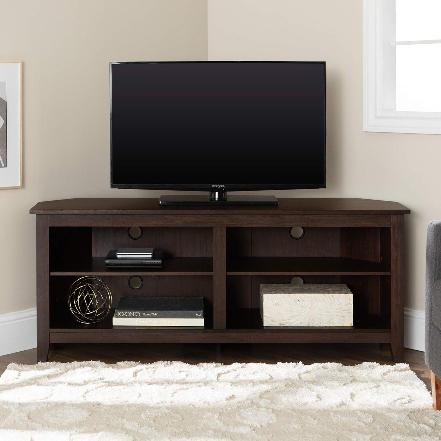 imageWalker Edison Maxwell Classic 2 Shelf Corner TV Stand for TVs up to 65 Inches 58 Inch EspressoEspresso