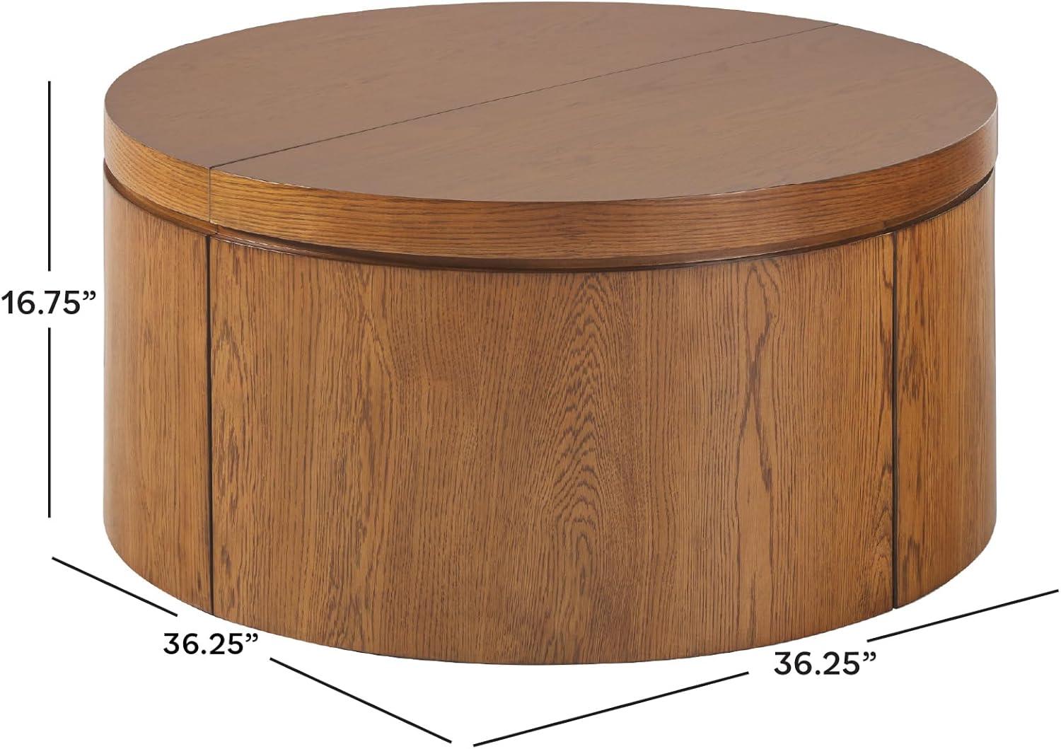 imageWalker Edison Maya Modern Solid Oak Wood Veneer Coffee Table with Storage 36 Inch White OakMedium Brown