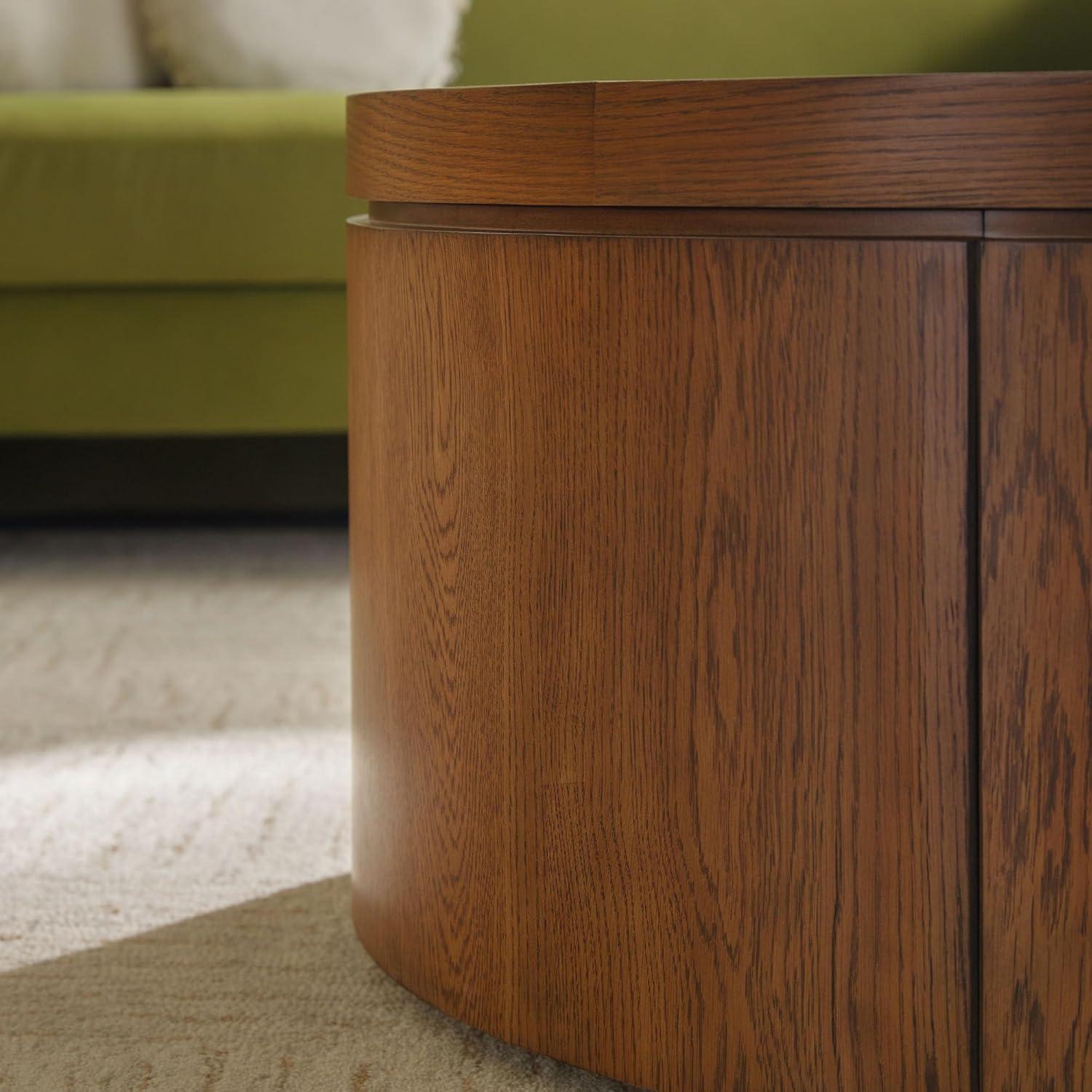 imageWalker Edison Maya Modern Solid Oak Wood Veneer Coffee Table with Storage 36 Inch White OakMedium Brown