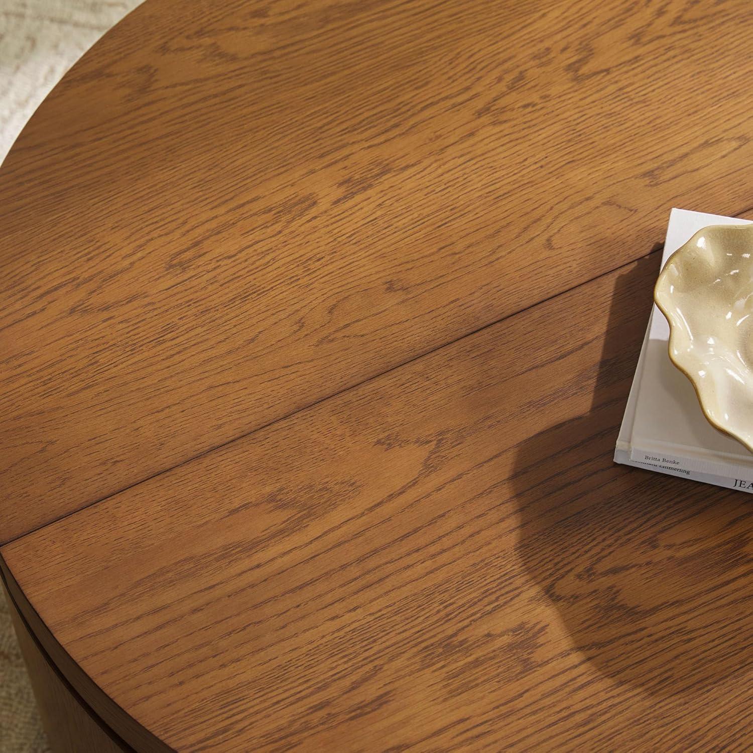 imageWalker Edison Maya Modern Solid Oak Wood Veneer Coffee Table with Storage 36 Inch White OakMedium Brown