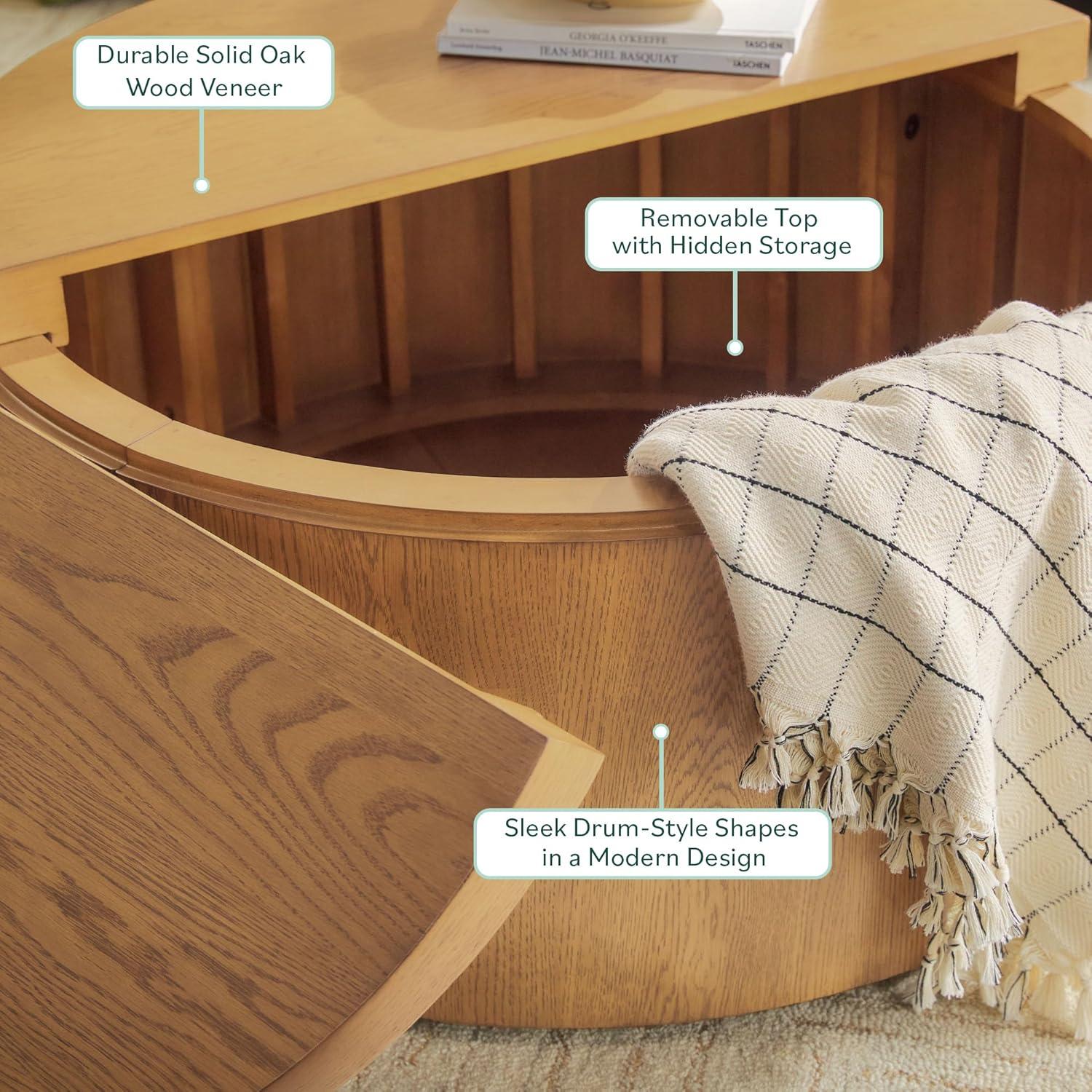 imageWalker Edison Maya Modern Solid Oak Wood Veneer Coffee Table with Storage 36 Inch White OakWhite Oak