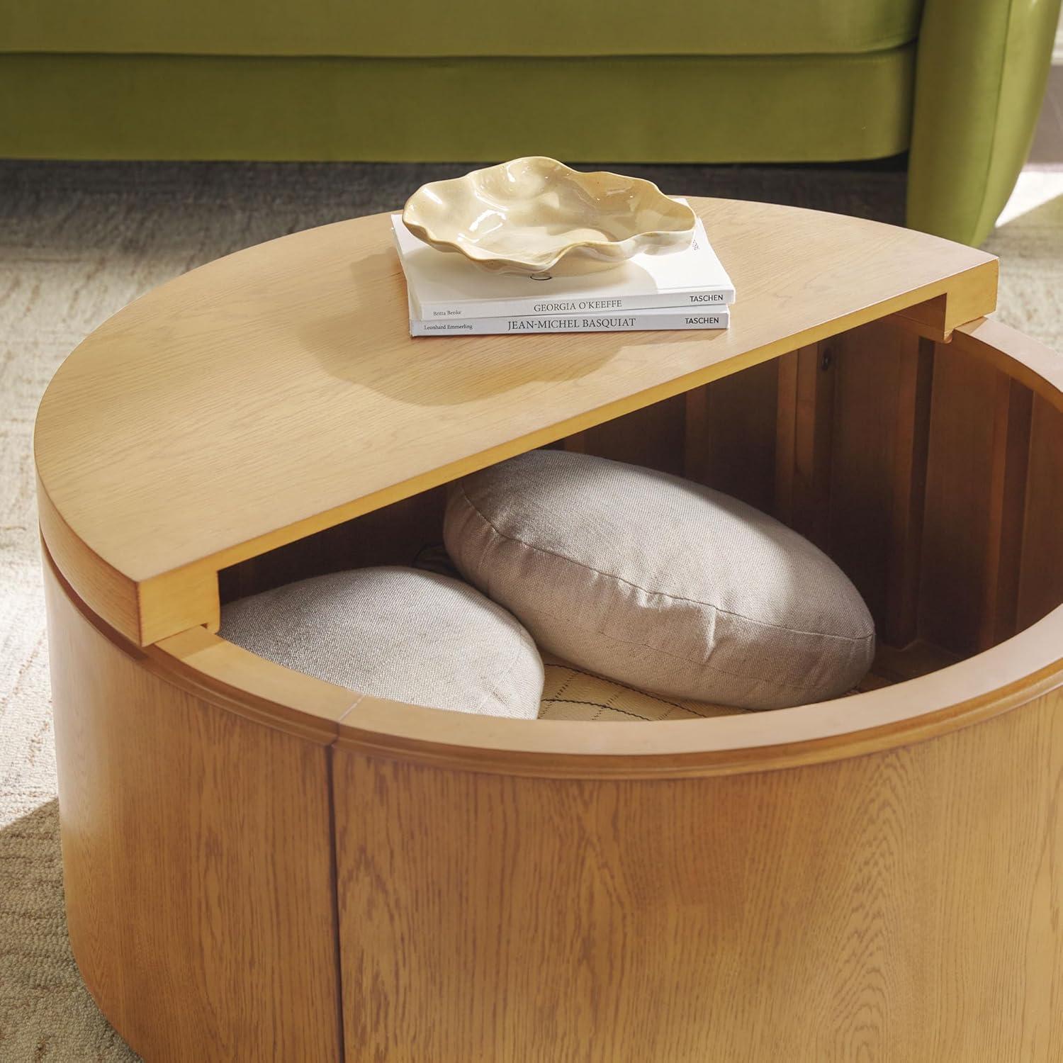 imageWalker Edison Maya Modern Solid Oak Wood Veneer Coffee Table with Storage 36 Inch White OakWhite Oak