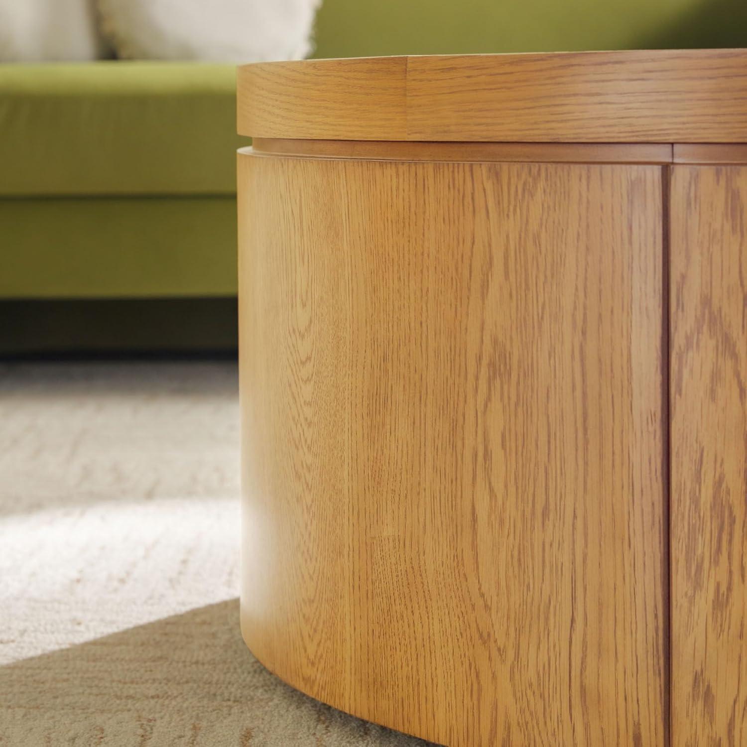 imageWalker Edison Maya Modern Solid Oak Wood Veneer Coffee Table with Storage 36 Inch White OakWhite Oak