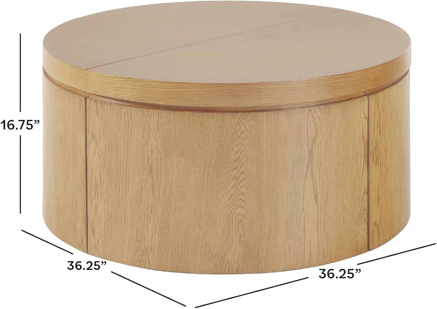 imageWalker Edison Maya Modern Solid Oak Wood Veneer Coffee Table with Storage 36 Inch White OakWhite Oak