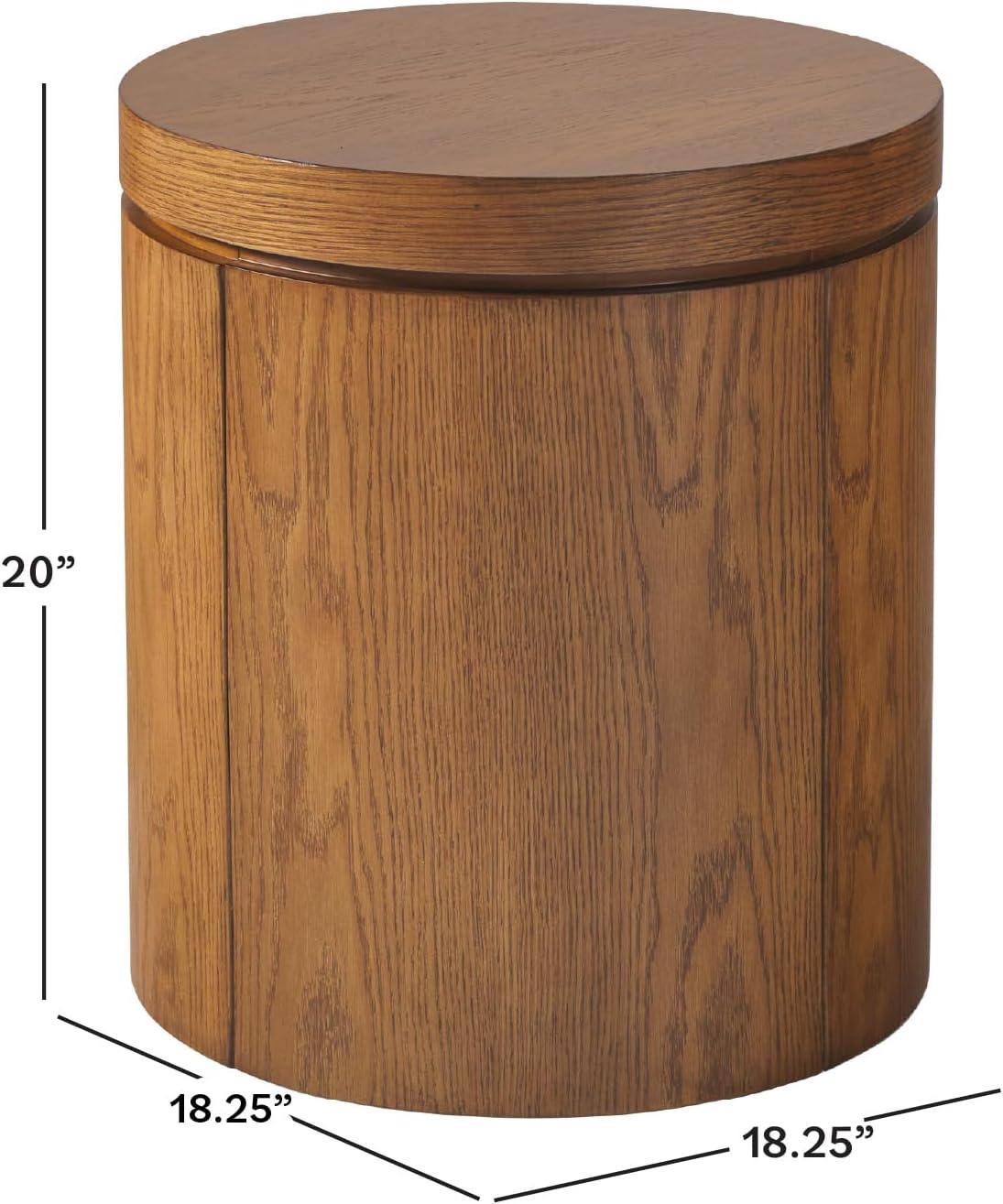imageWalker Edison Maya Modern Solid Oak Wood Veneer Side Table with Storage 18 Inch Medium Brown OakMedium Brown