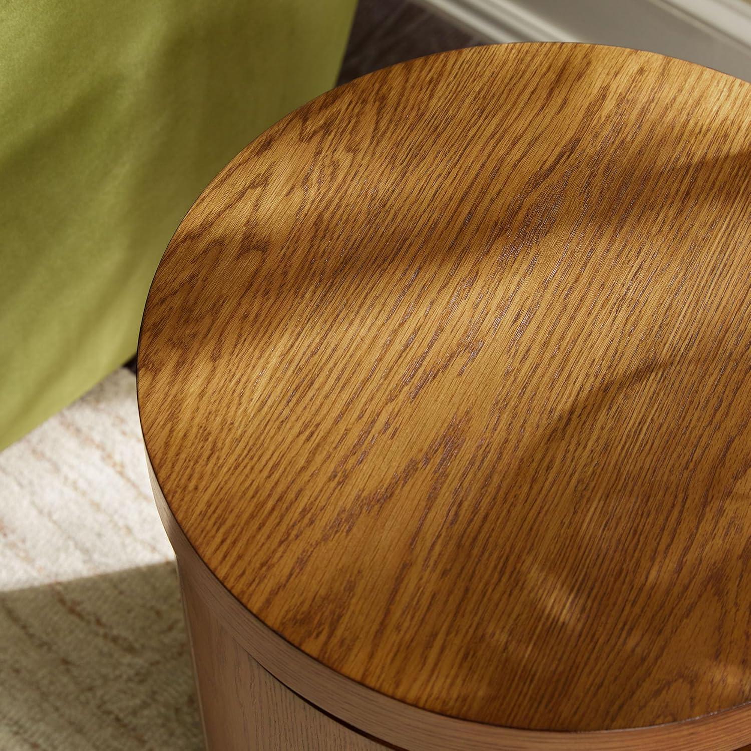 imageWalker Edison Maya Modern Solid Oak Wood Veneer Side Table with Storage 18 Inch Medium Brown OakMedium Brown