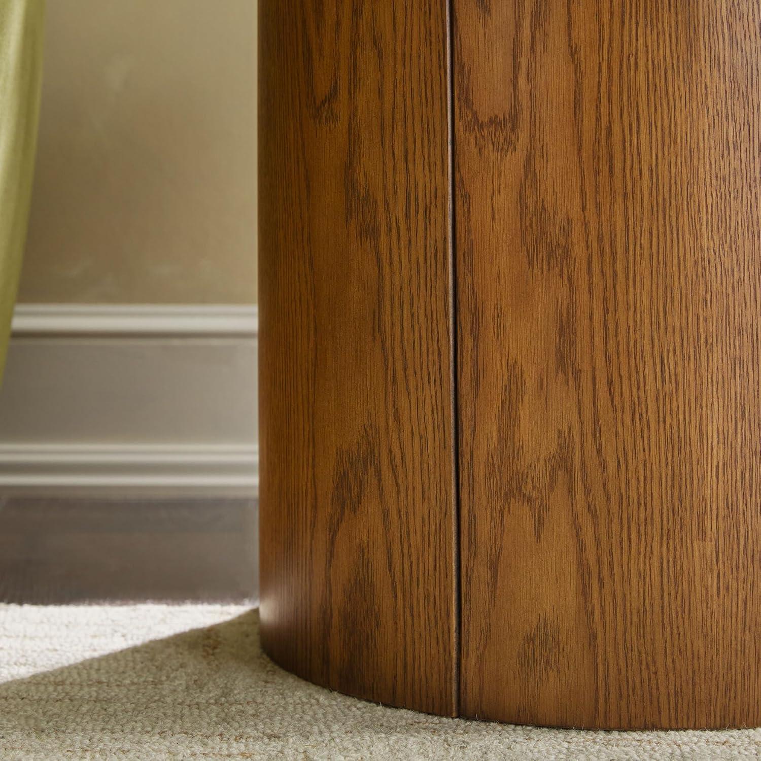 imageWalker Edison Maya Modern Solid Oak Wood Veneer Side Table with Storage 18 Inch Medium Brown OakMedium Brown