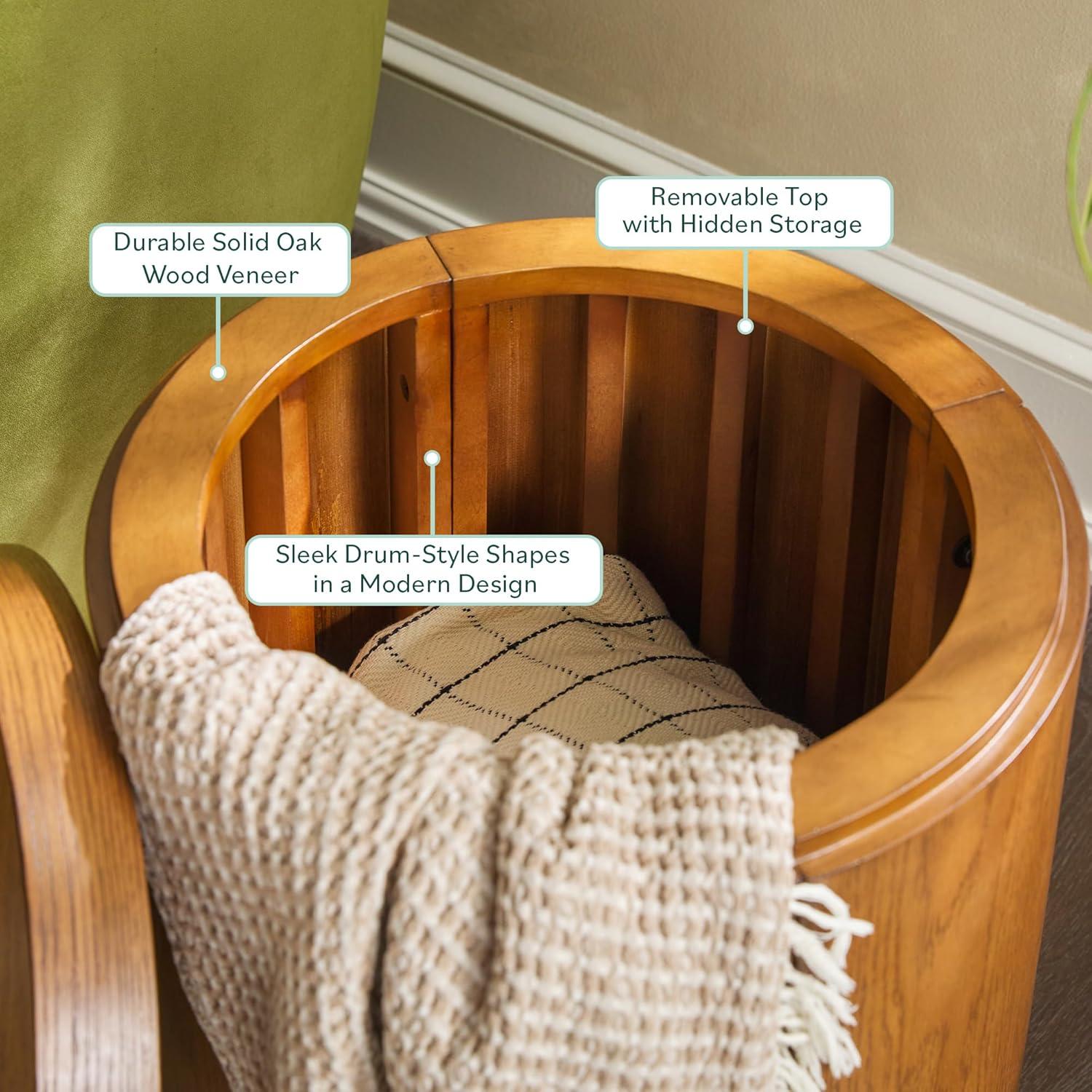 imageWalker Edison Maya Modern Solid Oak Wood Veneer Side Table with Storage 18 Inch Medium Brown OakMedium Brown