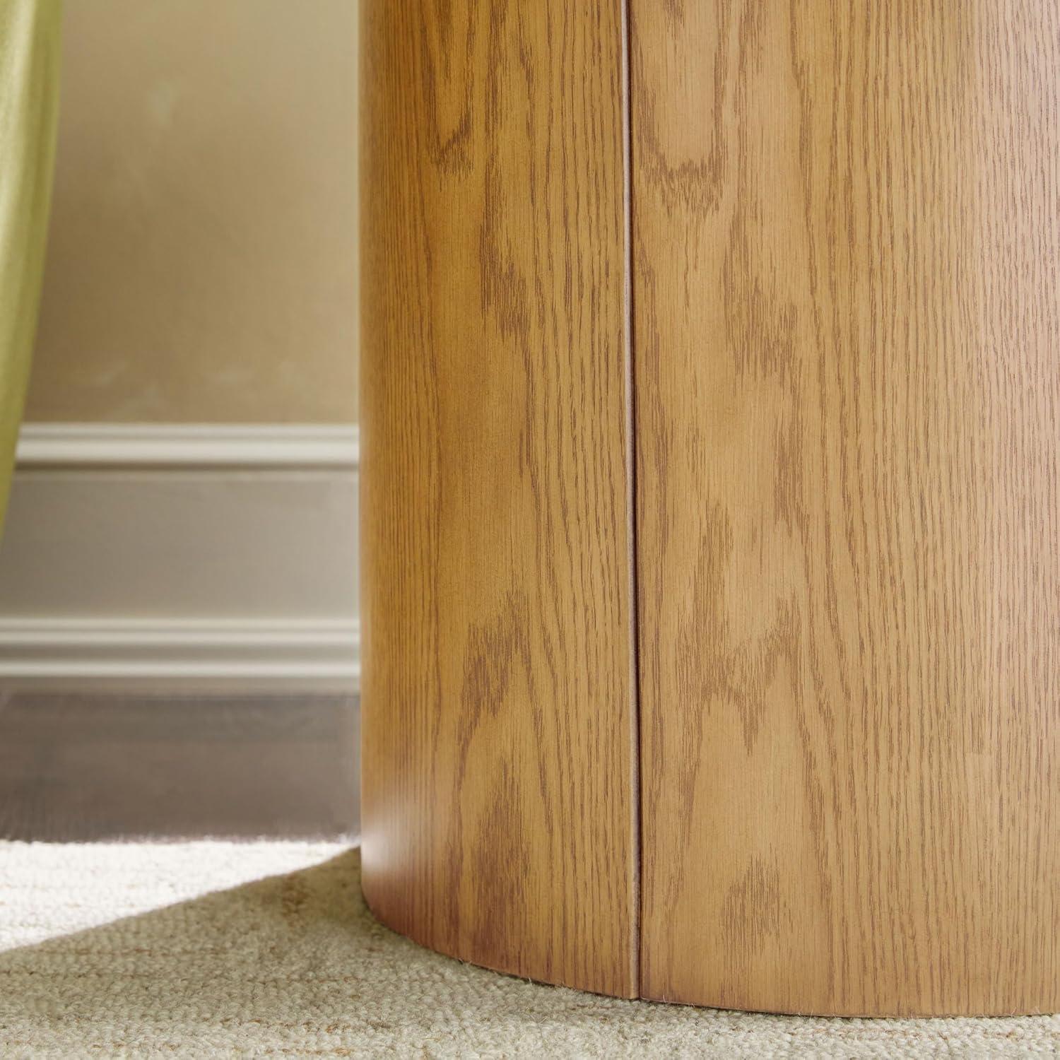 imageWalker Edison Maya Modern Solid Oak Wood Veneer Side Table with Storage 18 Inch Medium Brown OakWhite Oak