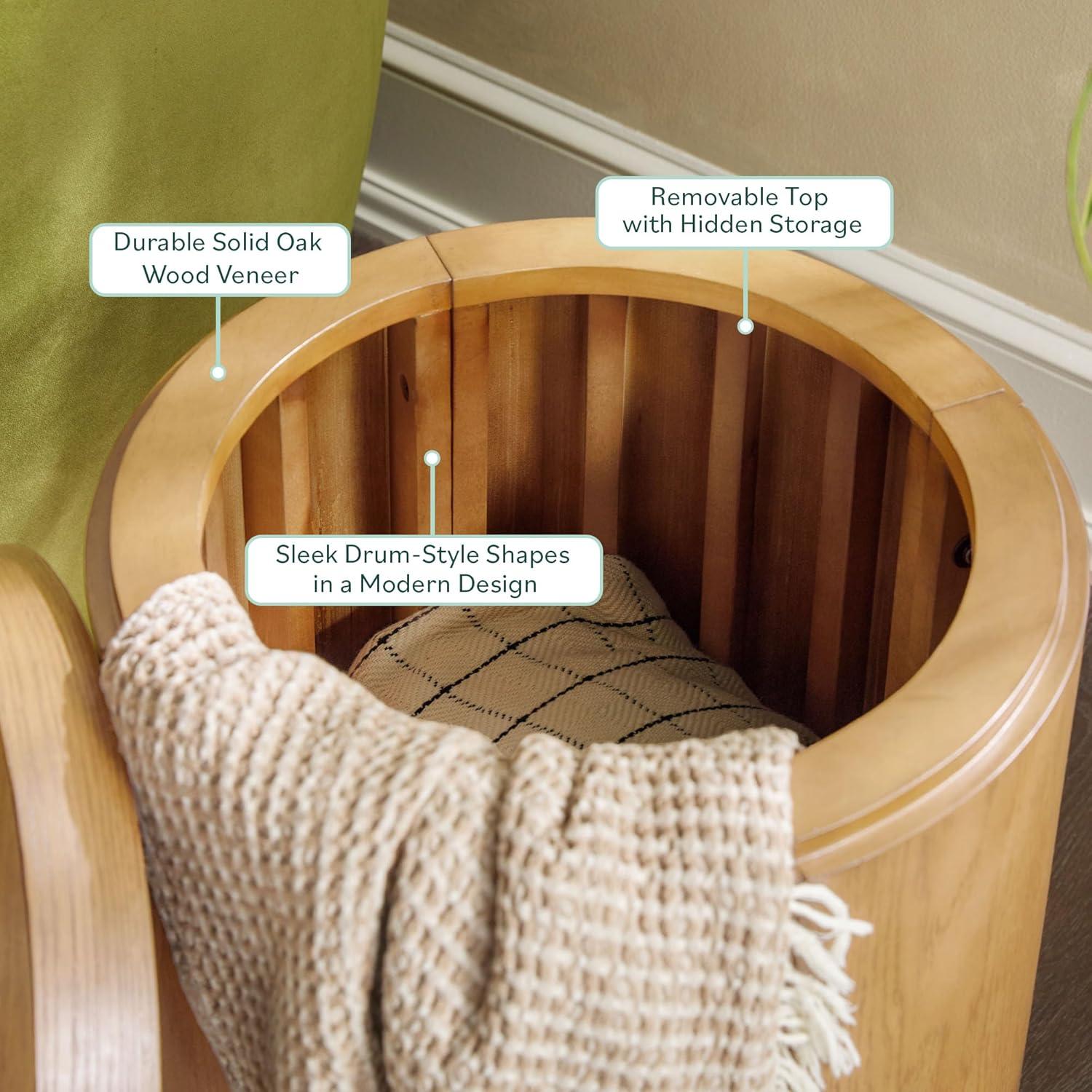 imageWalker Edison Maya Modern Solid Oak Wood Veneer Side Table with Storage 18 Inch Medium Brown OakWhite Oak