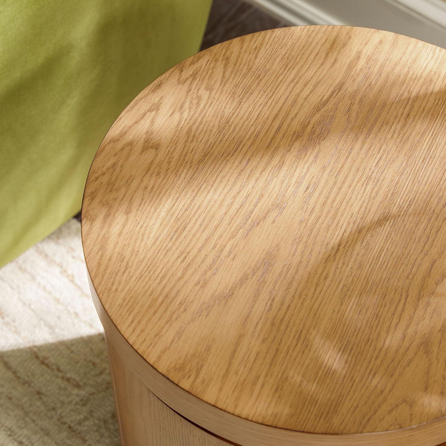 imageWalker Edison Maya Modern Solid Oak Wood Veneer Side Table with Storage 18 Inch Medium Brown OakWhite Oak