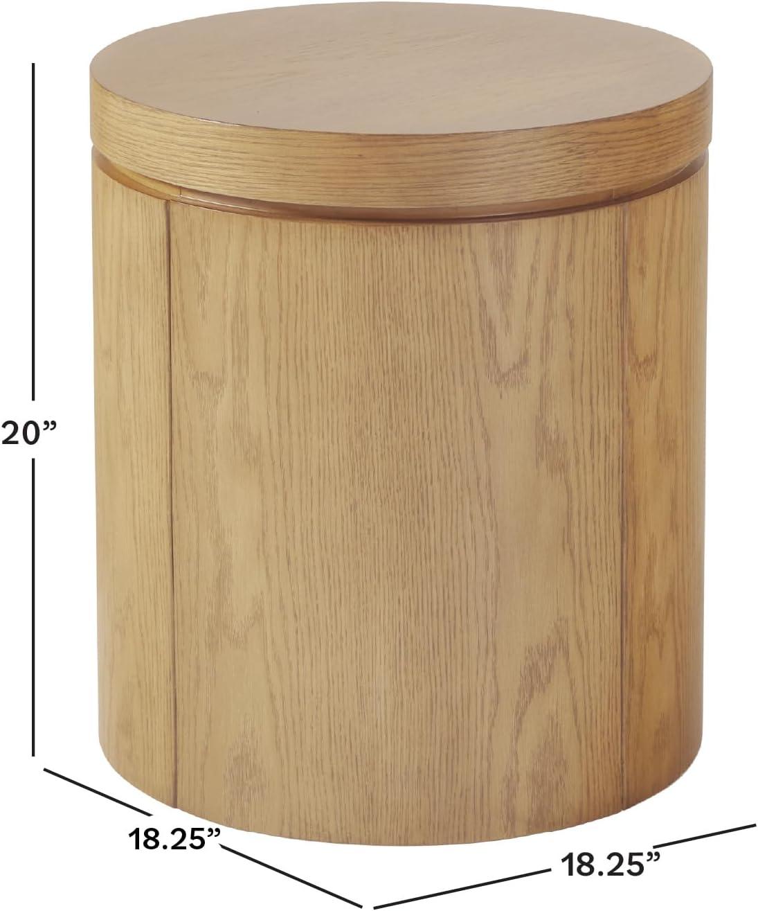 imageWalker Edison Maya Modern Solid Oak Wood Veneer Side Table with Storage 18 Inch Medium Brown OakWhite Oak