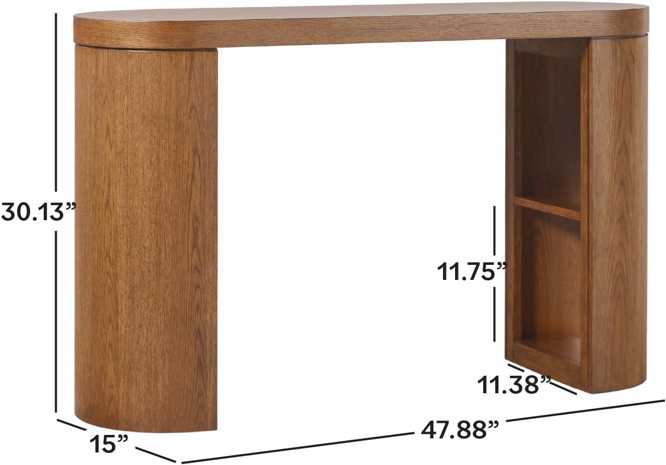 imageWalker Edison Maya Solid Oak Wood Veneer Console Table with Storage 48 Inch White OakMedium Brown