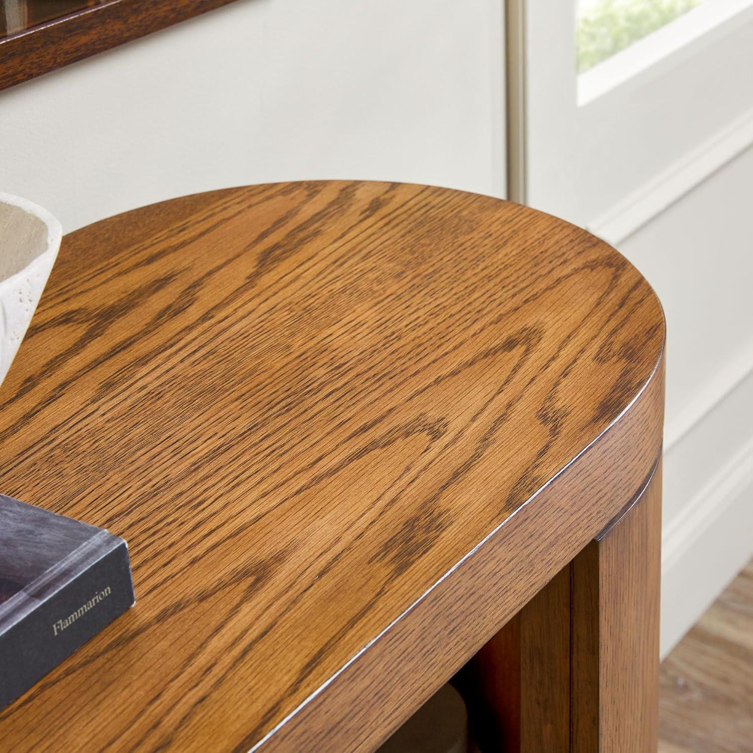 imageWalker Edison Maya Solid Oak Wood Veneer Console Table with Storage 48 Inch White OakMedium Brown