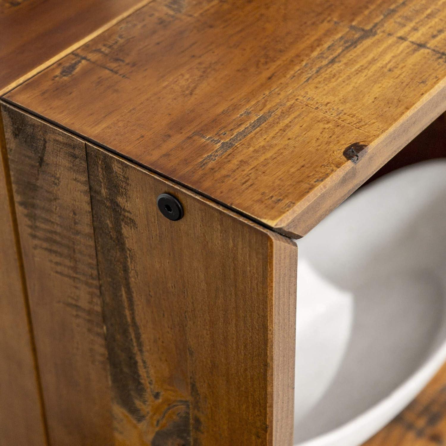 imageWalker Edison Meier Contemporary 2 Tier Asymmetrical Solid Wood TV Stand for TVs up to 50 Inches 60 Inch AmberAmber