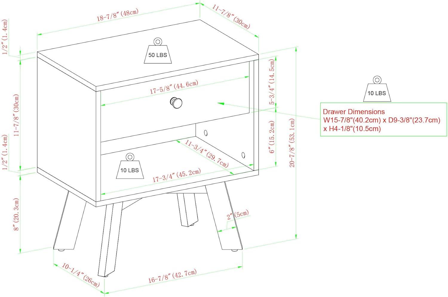 imageWalker Edison Mid Century Modern 1Drawer Nightstand Bedroom Storage Drawer and Shelf Bedside End Table 21 Inch Coastal OakCoastal Oak