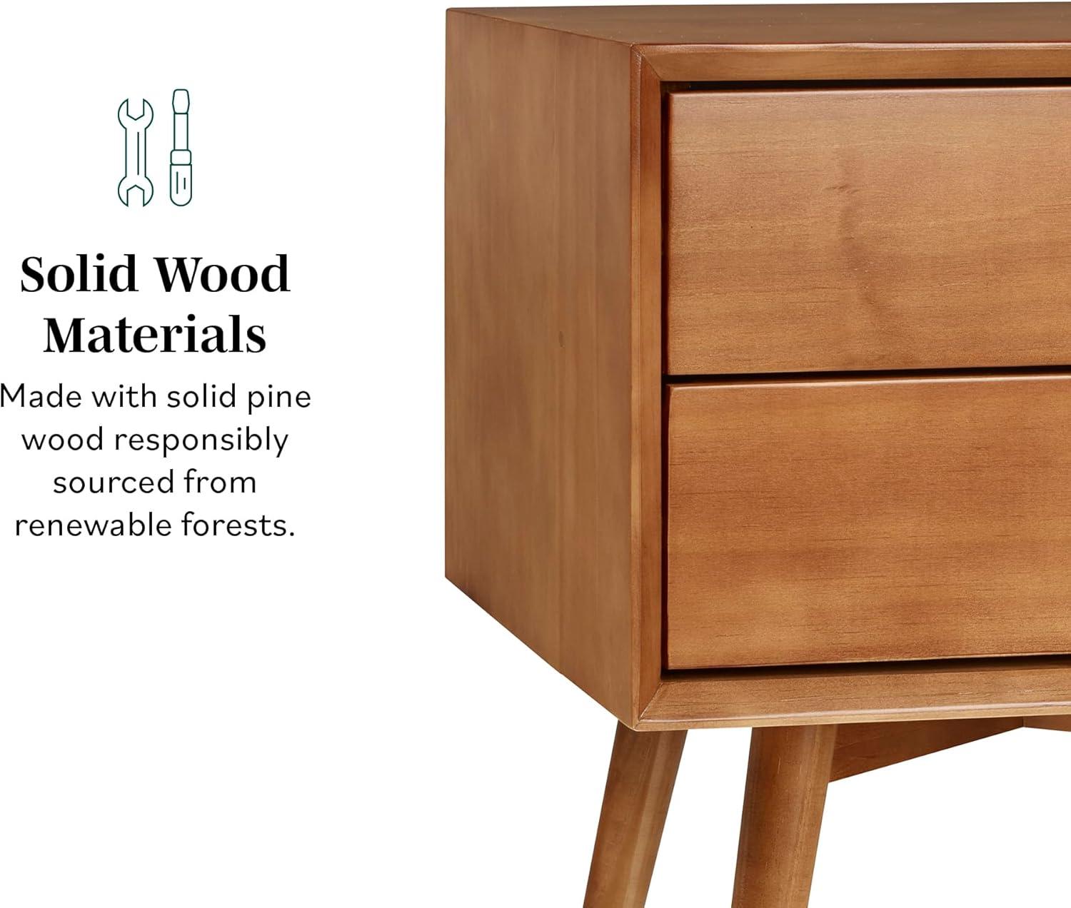 imageWalker Edison Mid Century Modern 1Drawer Nightstand Bedroom Storage Drawer and Shelf Bedside End Table 24 Inch Natural PineCaramel