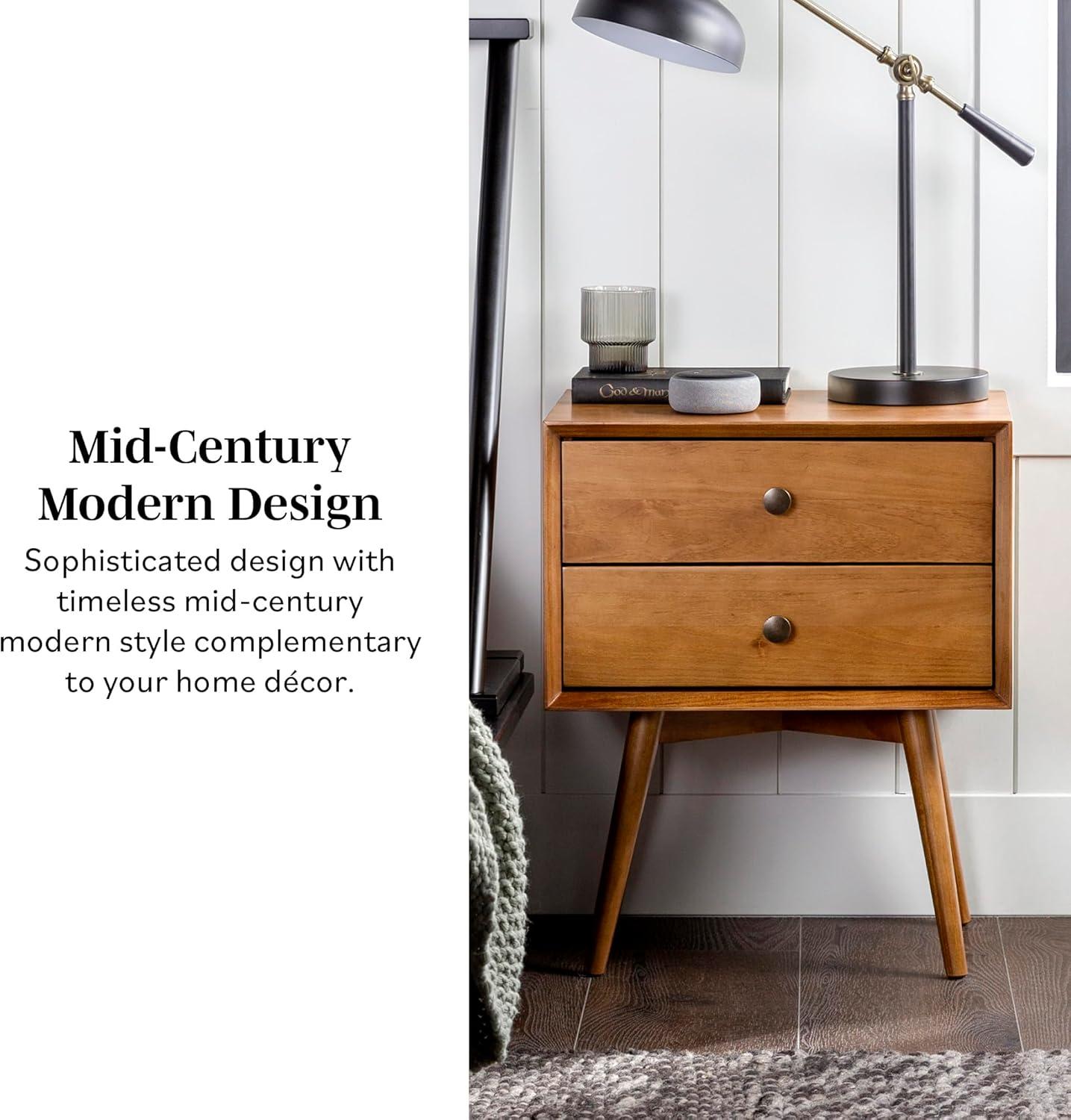 imageWalker Edison Mid Century Modern 1Drawer Nightstand Bedroom Storage Drawer and Shelf Bedside End Table 24 Inch Natural PineCaramel