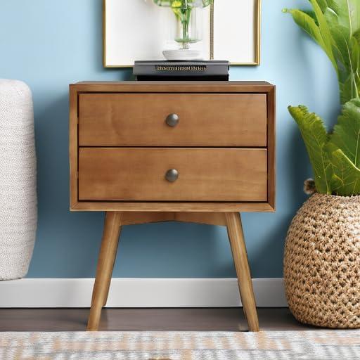imageWalker Edison Mid Century Modern 1Drawer Nightstand Bedroom Storage Drawer and Shelf Bedside End Table 24 Inch Natural PineCaramel