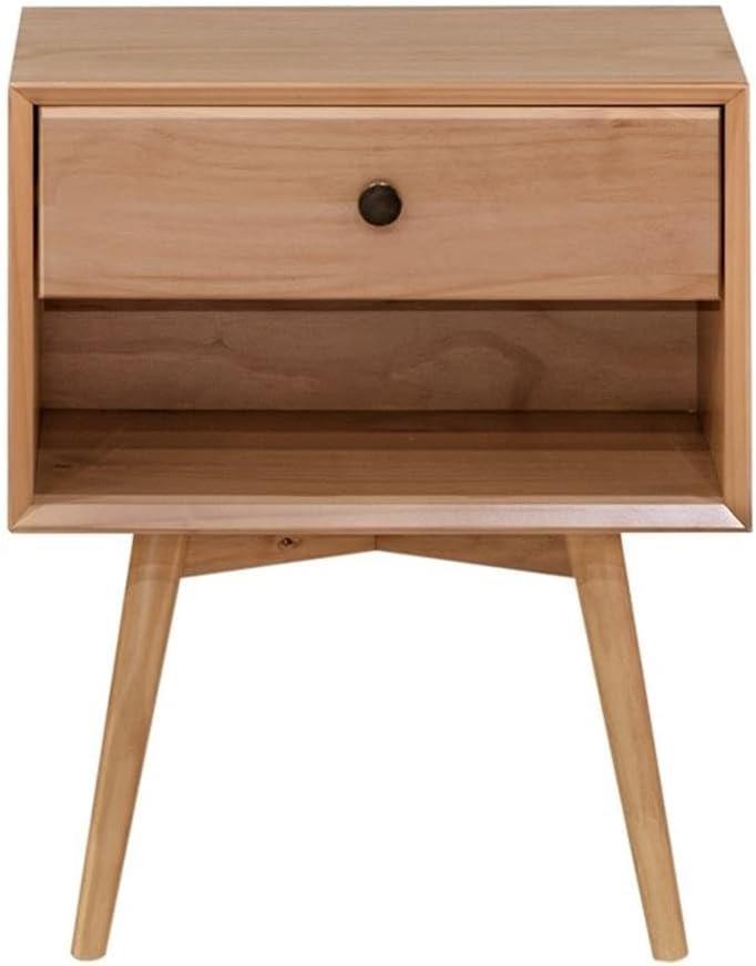 imageWalker Edison Mid Century Modern 1Drawer Nightstand Bedroom Storage Drawer and Shelf Bedside End Table 24 Inch Natural PineNatural Pine