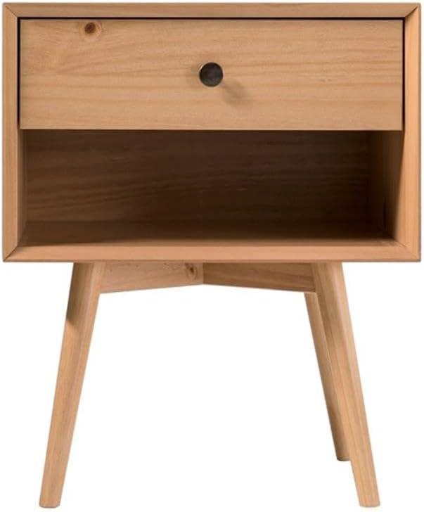 imageWalker Edison Mid Century Modern 1Drawer Nightstand Bedroom Storage Drawer and Shelf Bedside End Table 24 Inch Natural PineNatural Pine
