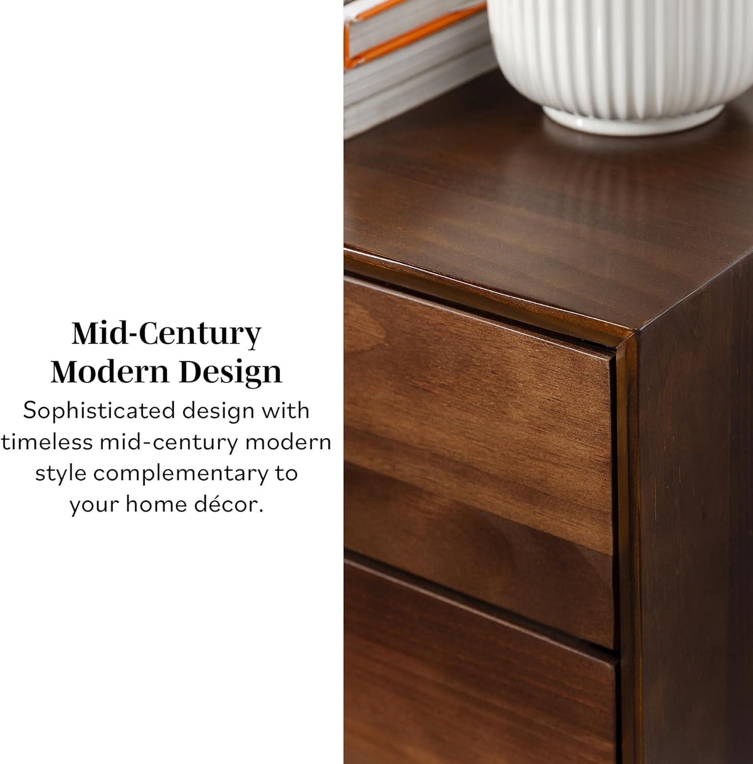 imageWalker Edison Mid Century Modern 1Drawer Nightstand Bedroom Storage Drawer and Shelf Bedside End Table 24 Inch Natural PineWalnut