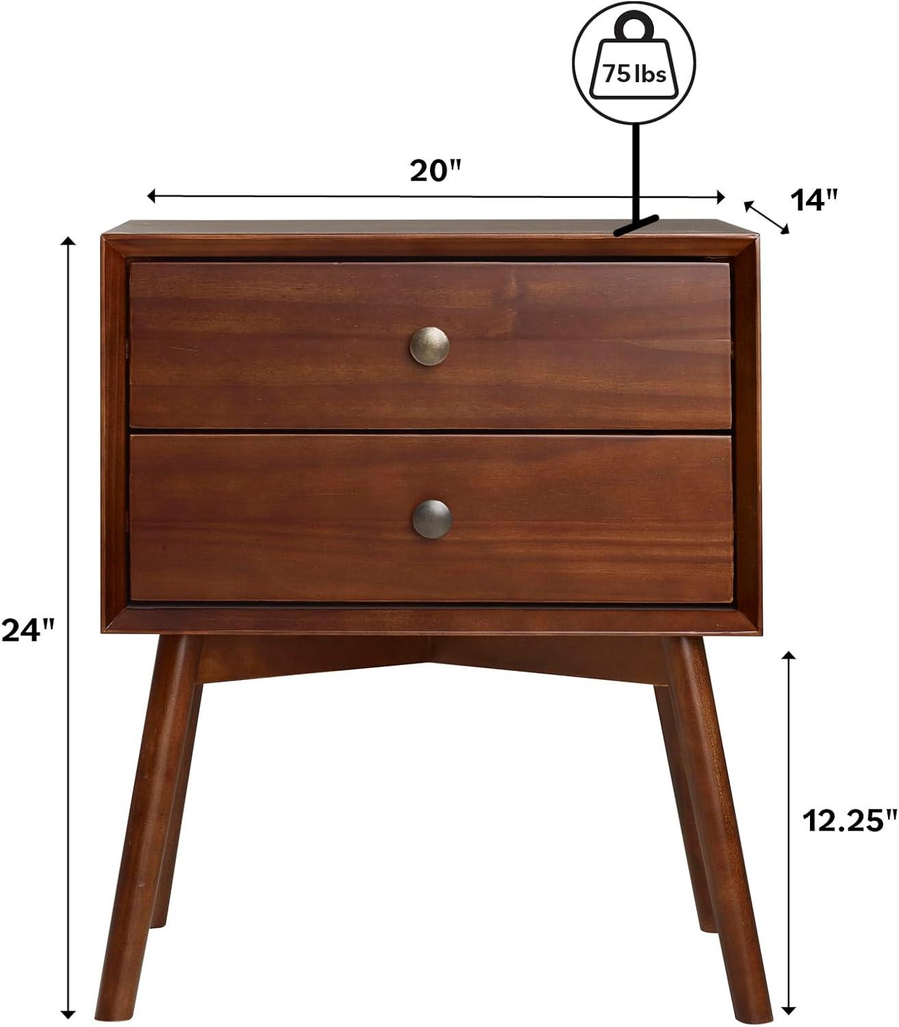 imageWalker Edison Mid Century Modern 1Drawer Nightstand Bedroom Storage Drawer and Shelf Bedside End Table 24 Inch Natural PineWalnut