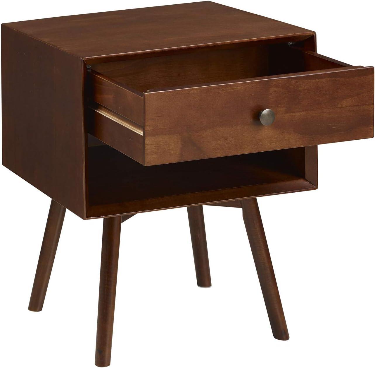 imageWalker Edison Mid Century Modern 1Drawer Nightstand Bedroom Storage Drawer and Shelf Bedside End Table 24 Inch Natural PineWalnut