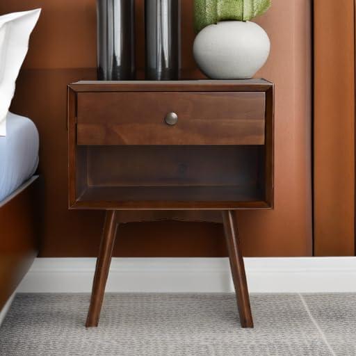 imageWalker Edison Mid Century Modern 1Drawer Nightstand Bedroom Storage Drawer and Shelf Bedside End Table 24 Inch Natural PineWalnut