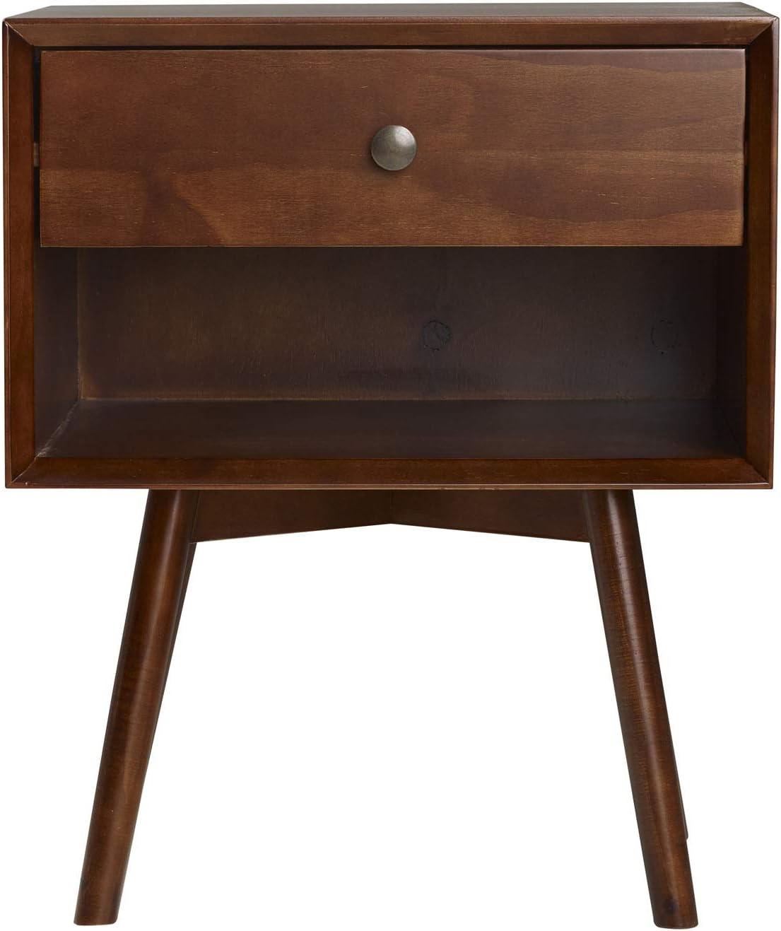 imageWalker Edison Mid Century Modern 1Drawer Nightstand Bedroom Storage Drawer and Shelf Bedside End Table 24 Inch Natural PineWalnut