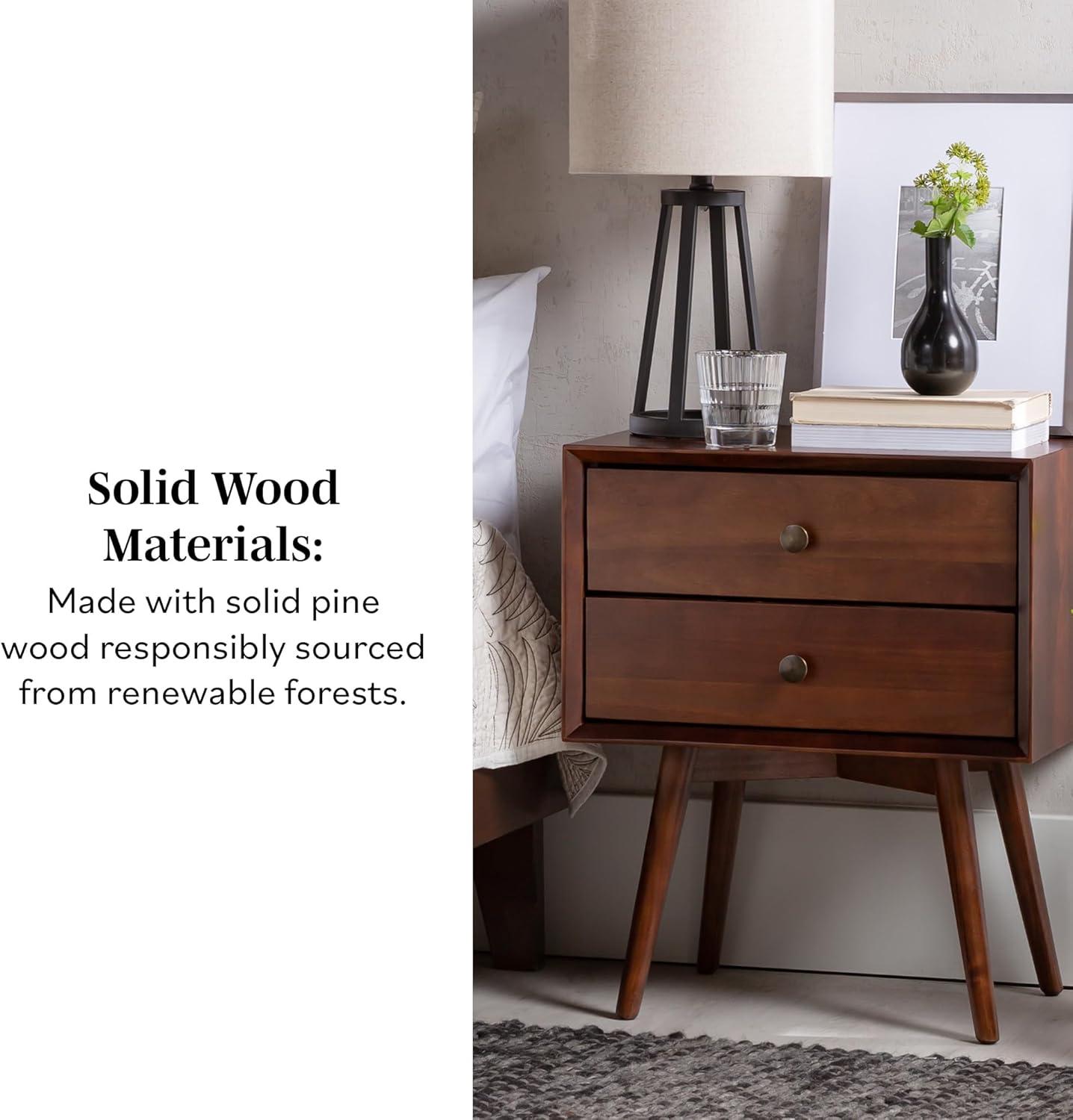 imageWalker Edison Mid Century Modern 1Drawer Nightstand Bedroom Storage Drawer and Shelf Bedside End Table 24 Inch Natural PineWalnut