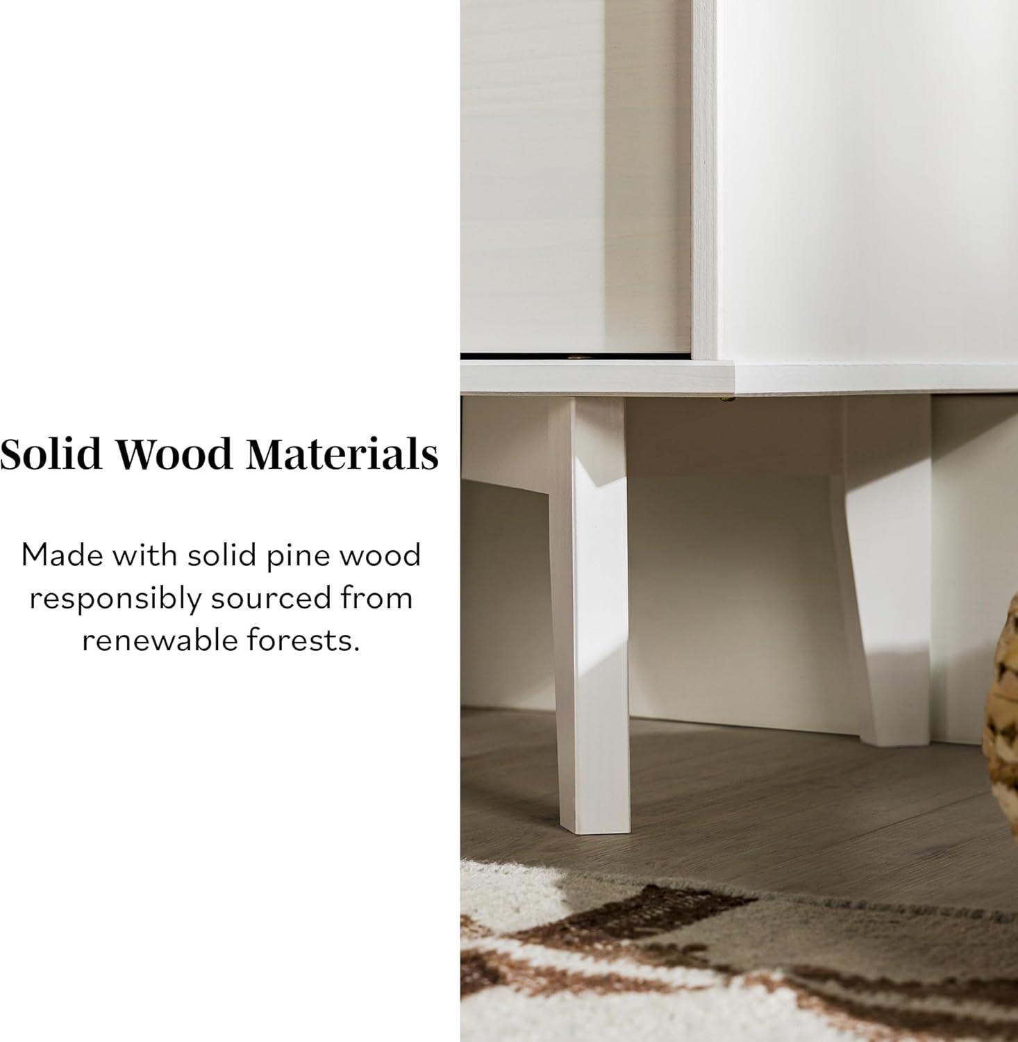 imageWalker Edison Mid Century Modern Grooved Handle Wood Nightstand Side Table Bedroom Storage Drawer and Shelf Bedside End Table 2 Drawer CaramelWhite