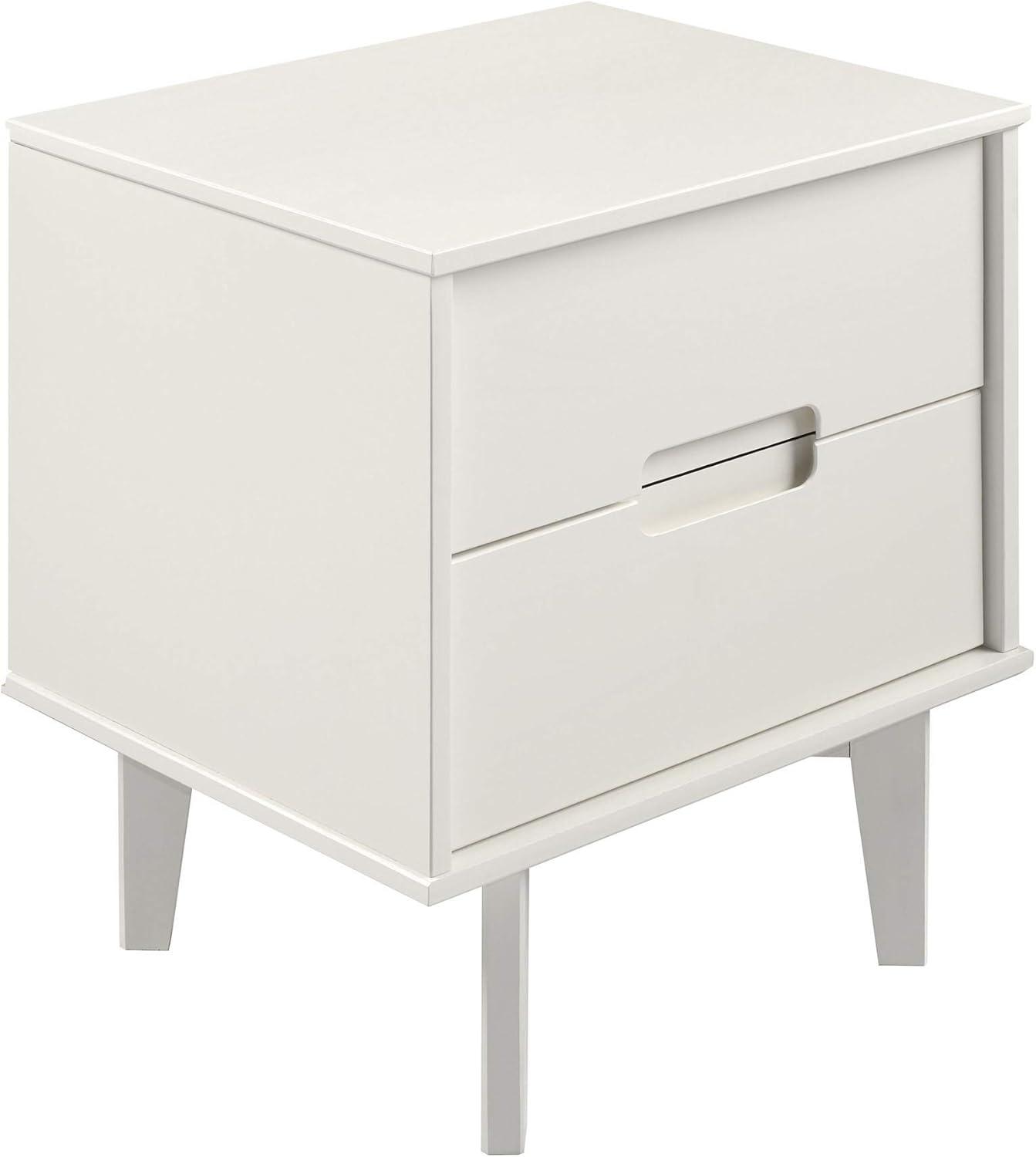 imageWalker Edison Mid Century Modern Grooved Handle Wood Nightstand Side Table Bedroom Storage Drawer and Shelf Bedside End Table 2 Drawer CaramelWhite