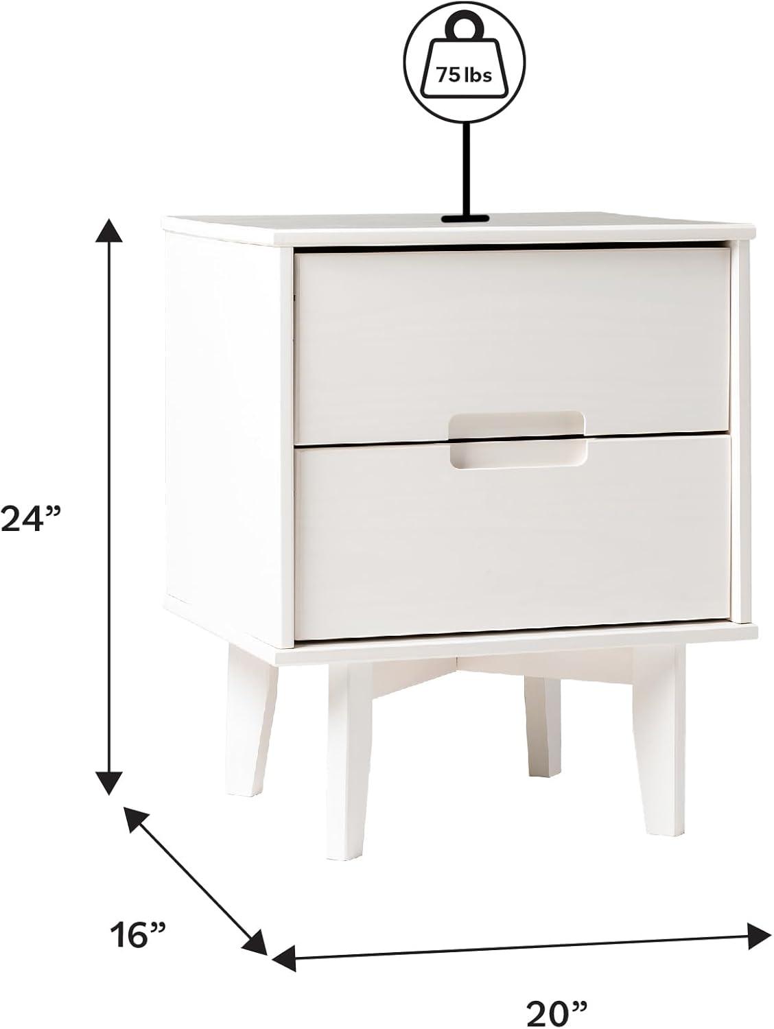 imageWalker Edison Mid Century Modern Grooved Handle Wood Nightstand Side Table Bedroom Storage Drawer and Shelf Bedside End Table 2 Drawer CaramelWhite