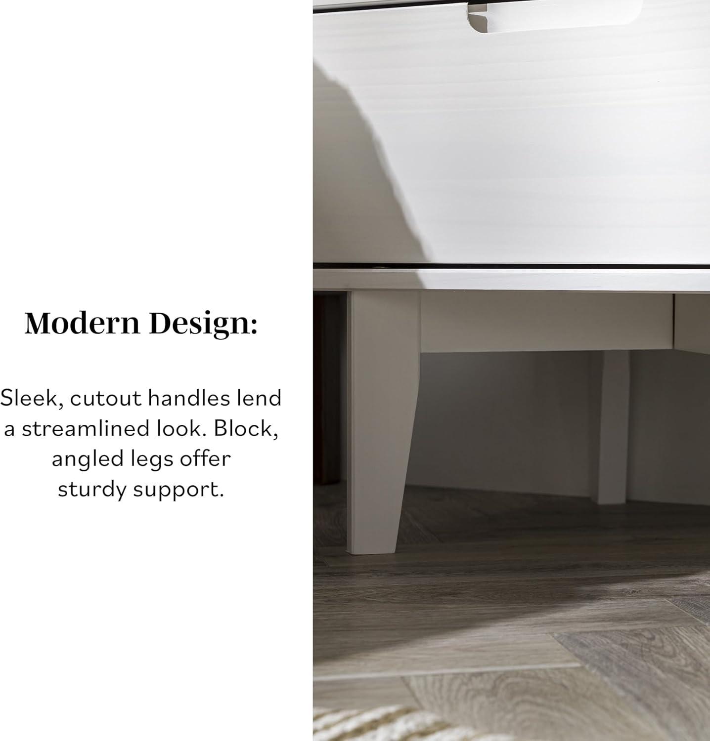 imageWalker Edison Mid Century Modern Grooved Handle Wood Nightstand Side Table Bedroom Storage Drawer and Shelf Bedside End Table 2 Drawer CaramelWhite