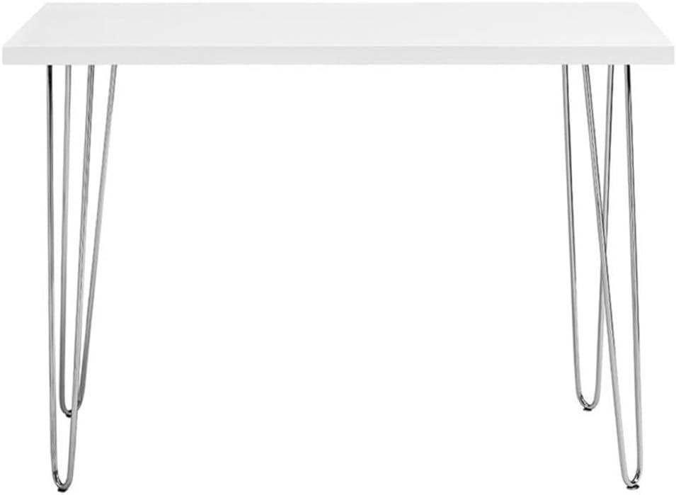 imageWalker Edison Mid Century Modern Hairpin Wood Laptop Computer Writing Desk Home Office Workstation Small 42 Inch White