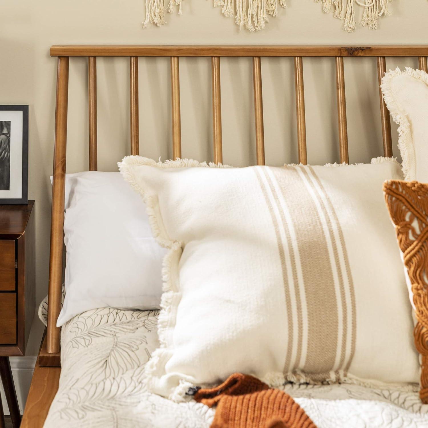 imageWalker Edison Mid Century Modern Solid Wood Spindle Platform Bed Headboard Footboard Bed Frame Bedroom Queen CaramelCaramel