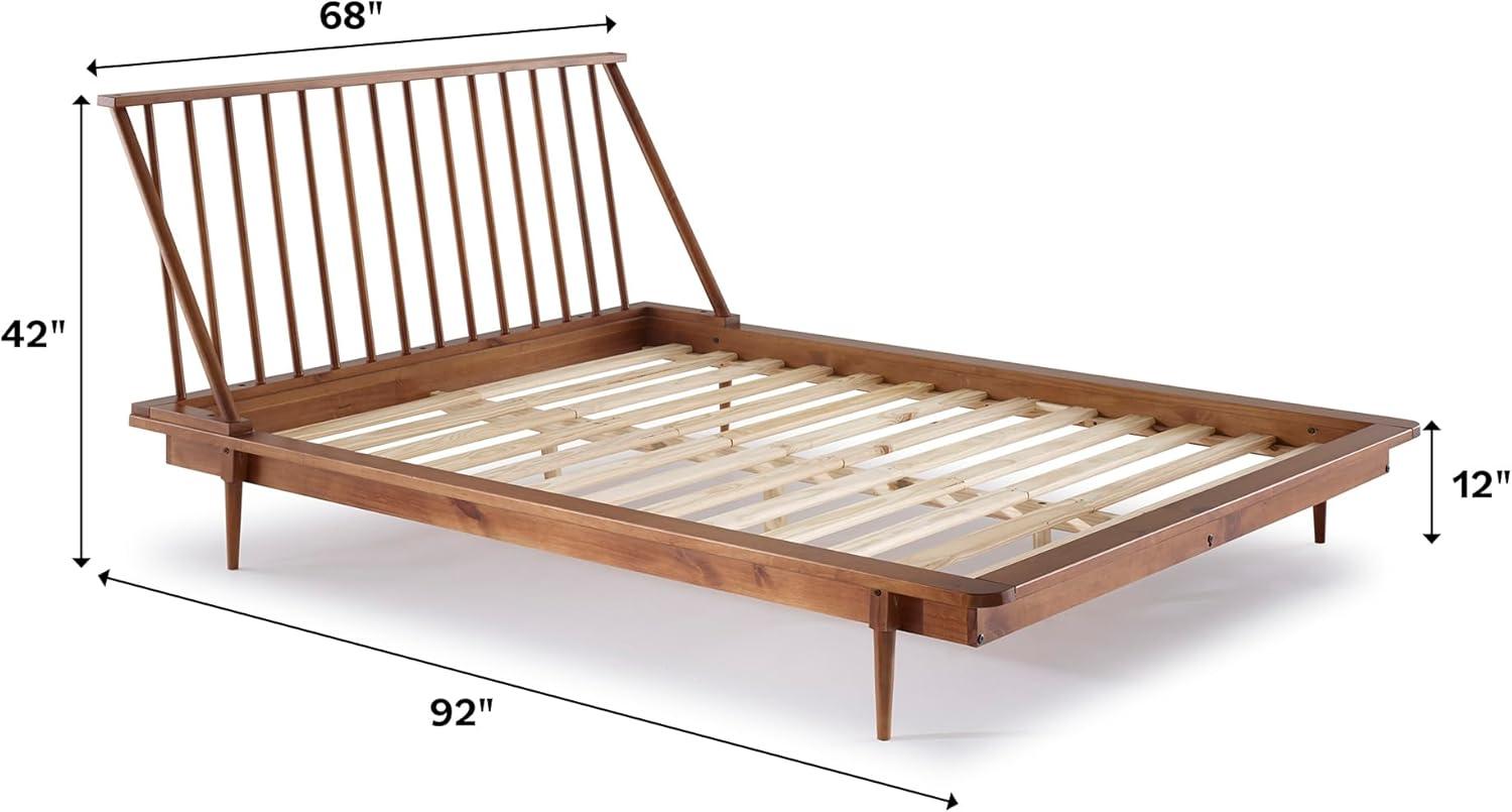 imageWalker Edison Mid Century Modern Solid Wood Spindle Platform Bed Headboard Footboard Bed Frame Bedroom Queen CaramelCaramel