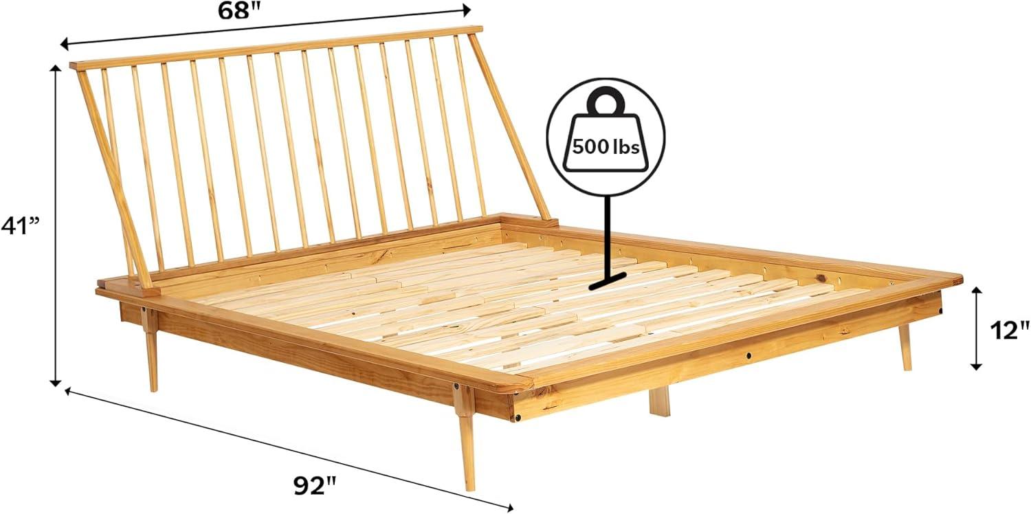 imageWalker Edison Mid Century Modern Solid Wood Spindle Platform Bed Headboard Footboard Bed Frame Bedroom Queen CaramelLight Oak