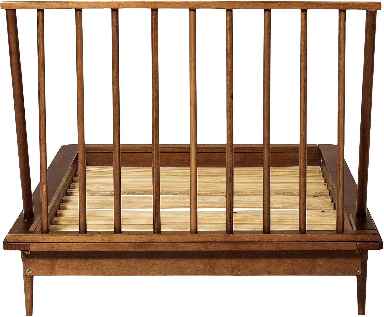 imageWalker Edison Mid Century Modern Solid Wood Spindle Platform Bed Headboard Footboard Bed Frame Bedroom Twin CaramelCaramel