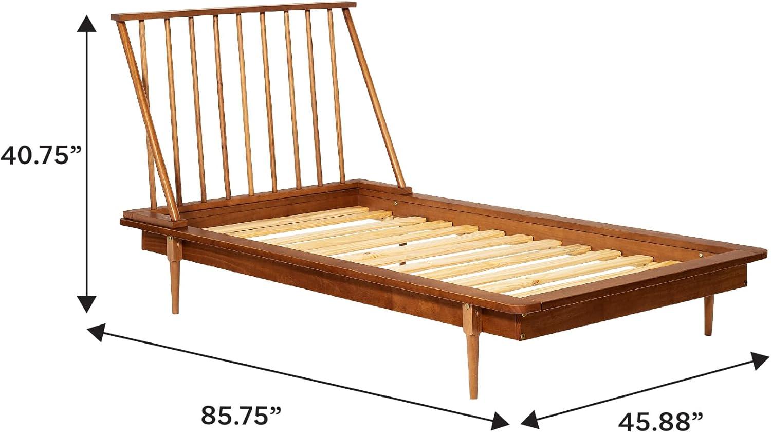 imageWalker Edison Mid Century Modern Solid Wood Spindle Platform Bed Headboard Footboard Bed Frame Bedroom Twin CaramelCaramel