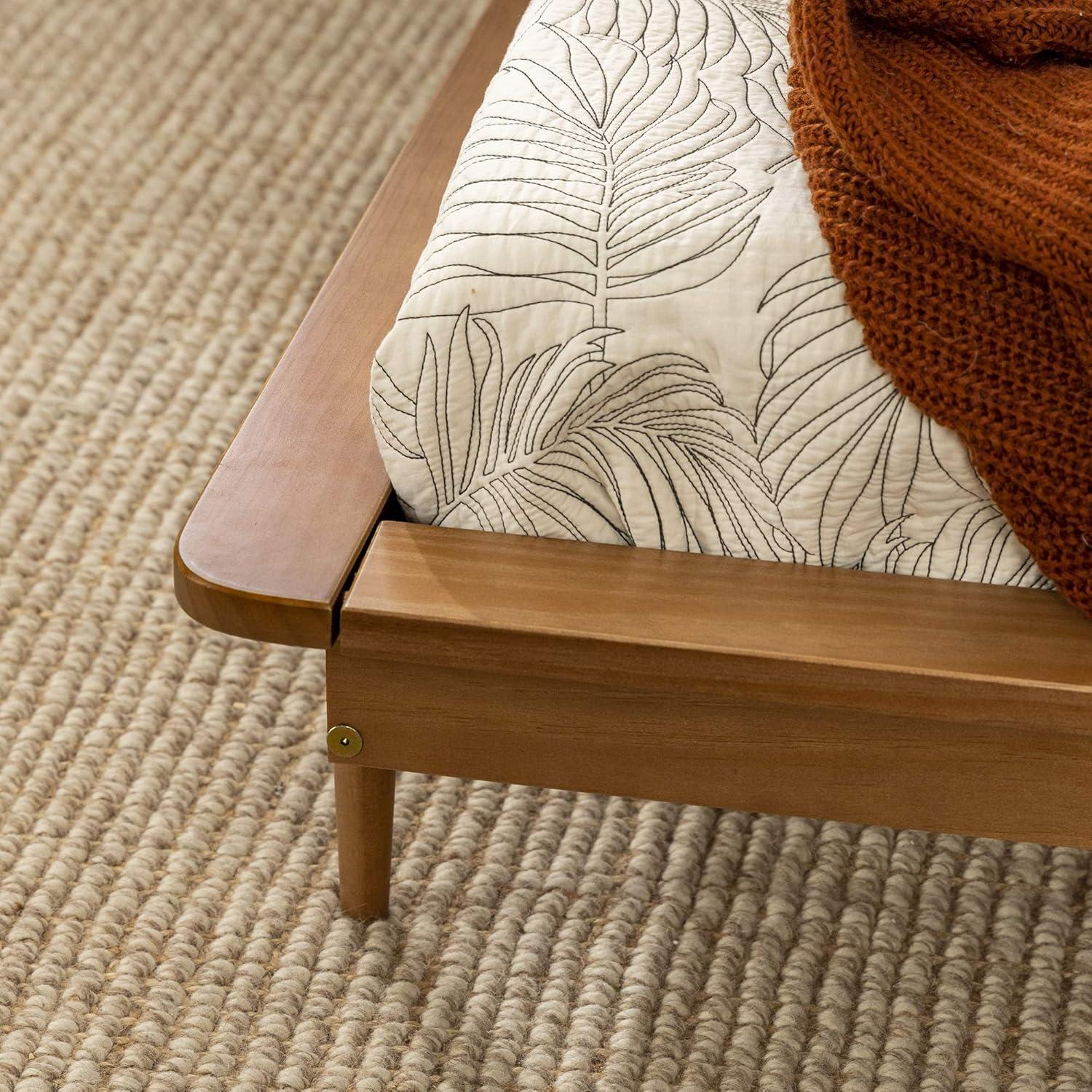 imageWalker Edison Mid Century Modern Solid Wood Spindle Platform Bed Headboard Footboard Bed Frame Bedroom Twin CaramelCaramel