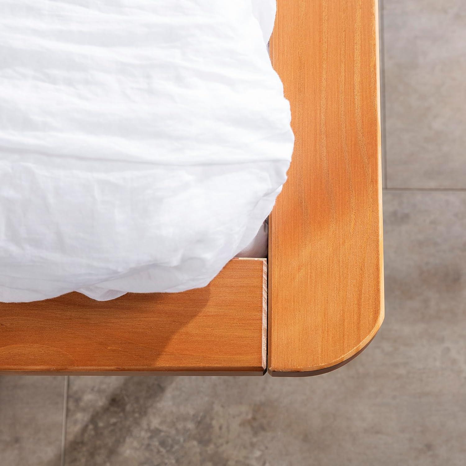 imageWalker Edison Mid Century Modern Solid Wood Spindle Platform Bed Headboard Footboard Bed Frame Bedroom Twin CaramelCaramel