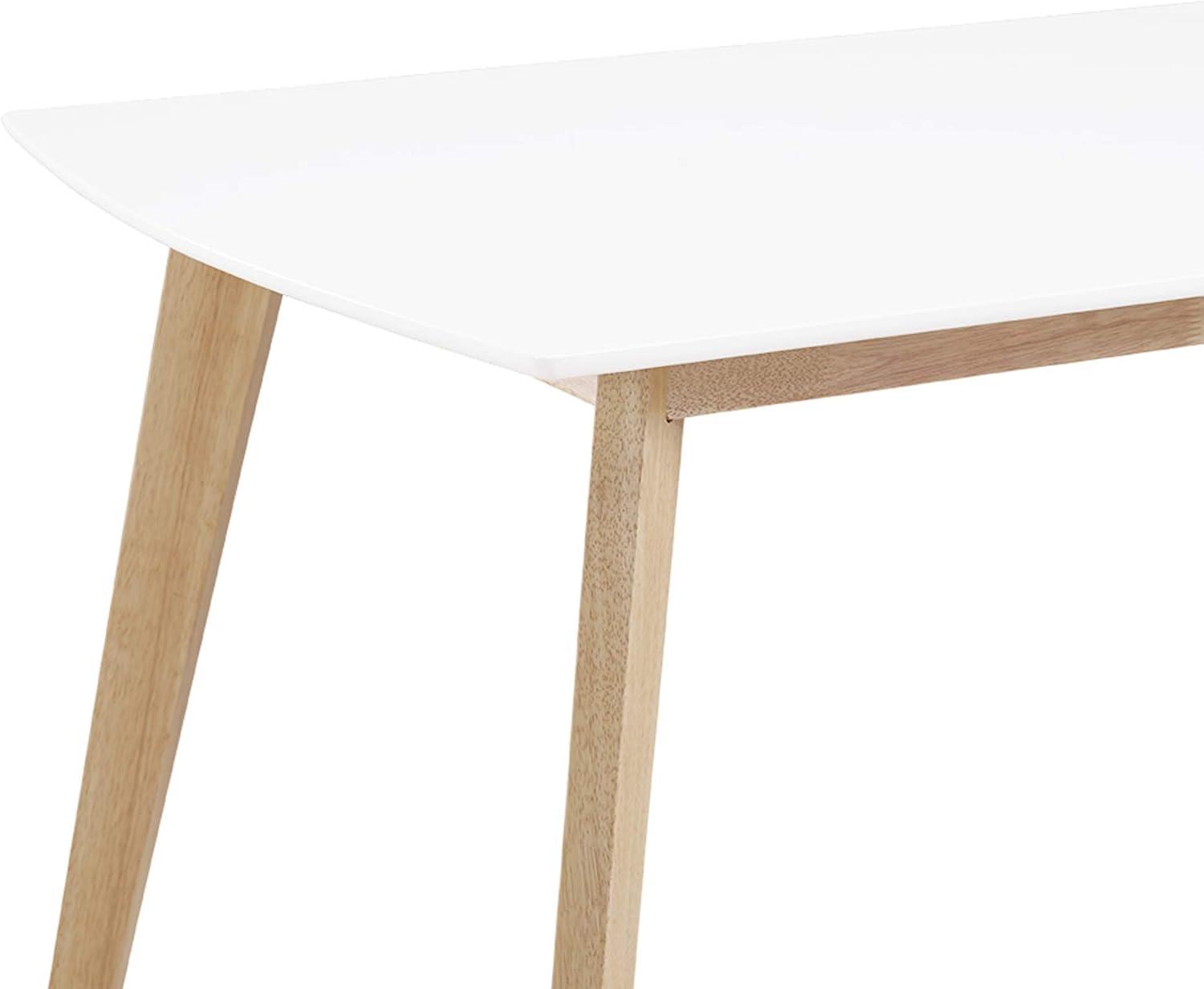 imageWalker Edison Mid Century Modern Wood Table Dining Room Kitchen Set Dining Chairs 60 Inch 6 Person White and Natural