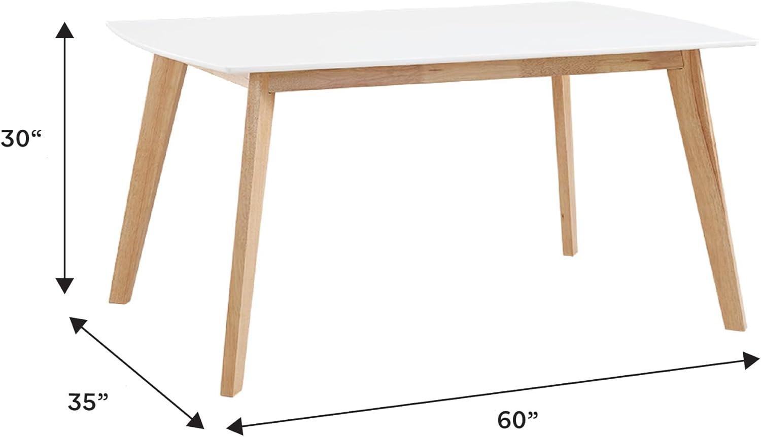 imageWalker Edison Mid Century Modern Wood Table Dining Room Kitchen Set Dining Chairs 60 Inch 6 Person White and Natural