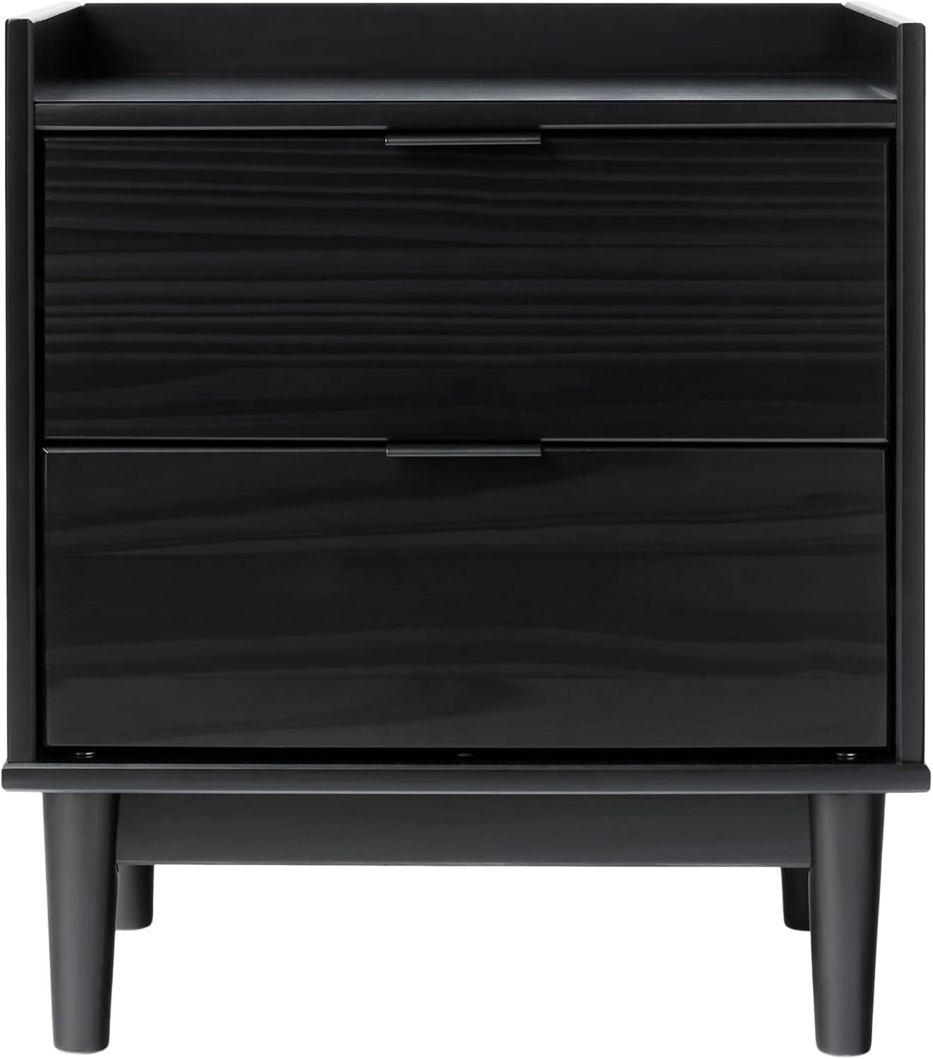 imageWalker Edison MidCentury Modern Solid Wood 2Drawer Nightstand 20 Inch BlackBlack
