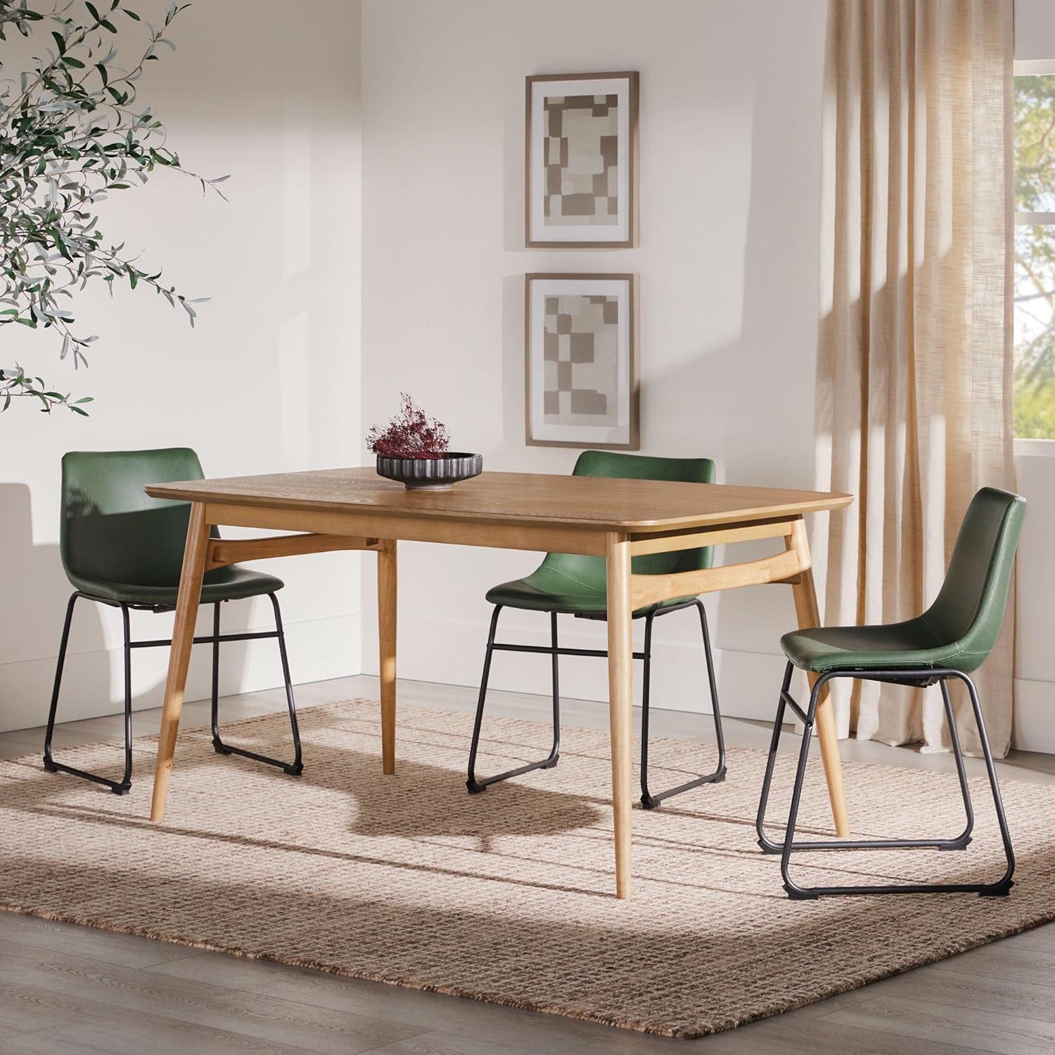 imageWalker Edison MidCentury Modern Solid Wood TaperedLeg Dining Table 59 Inch WalnutEnglish Ash