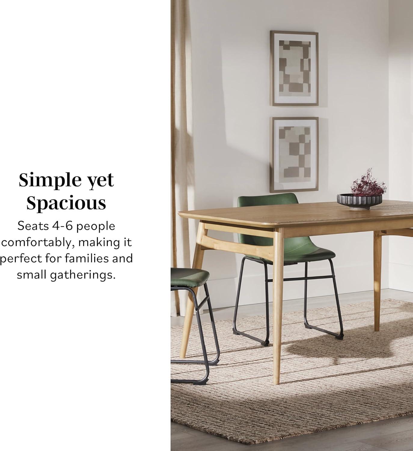 imageWalker Edison MidCentury Modern Solid Wood TaperedLeg Dining Table 59 Inch WalnutEnglish Ash